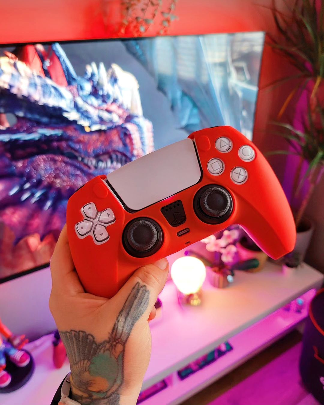 ps5 red silicone controller skin