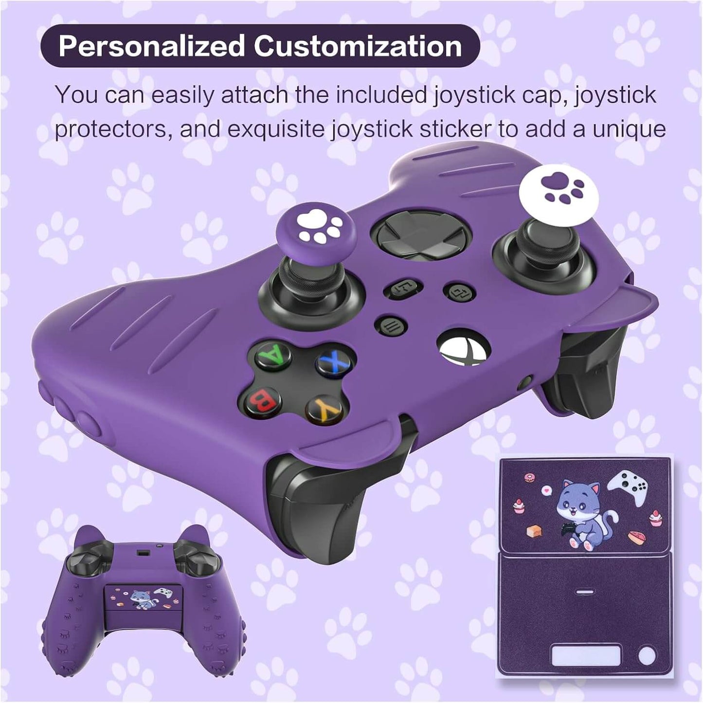 ECHZOVE Xbox Series S Controller Cover Case, Anti-Slip Silicone Skin with Thumb Grip Caps and Joystick Protectors - Purple