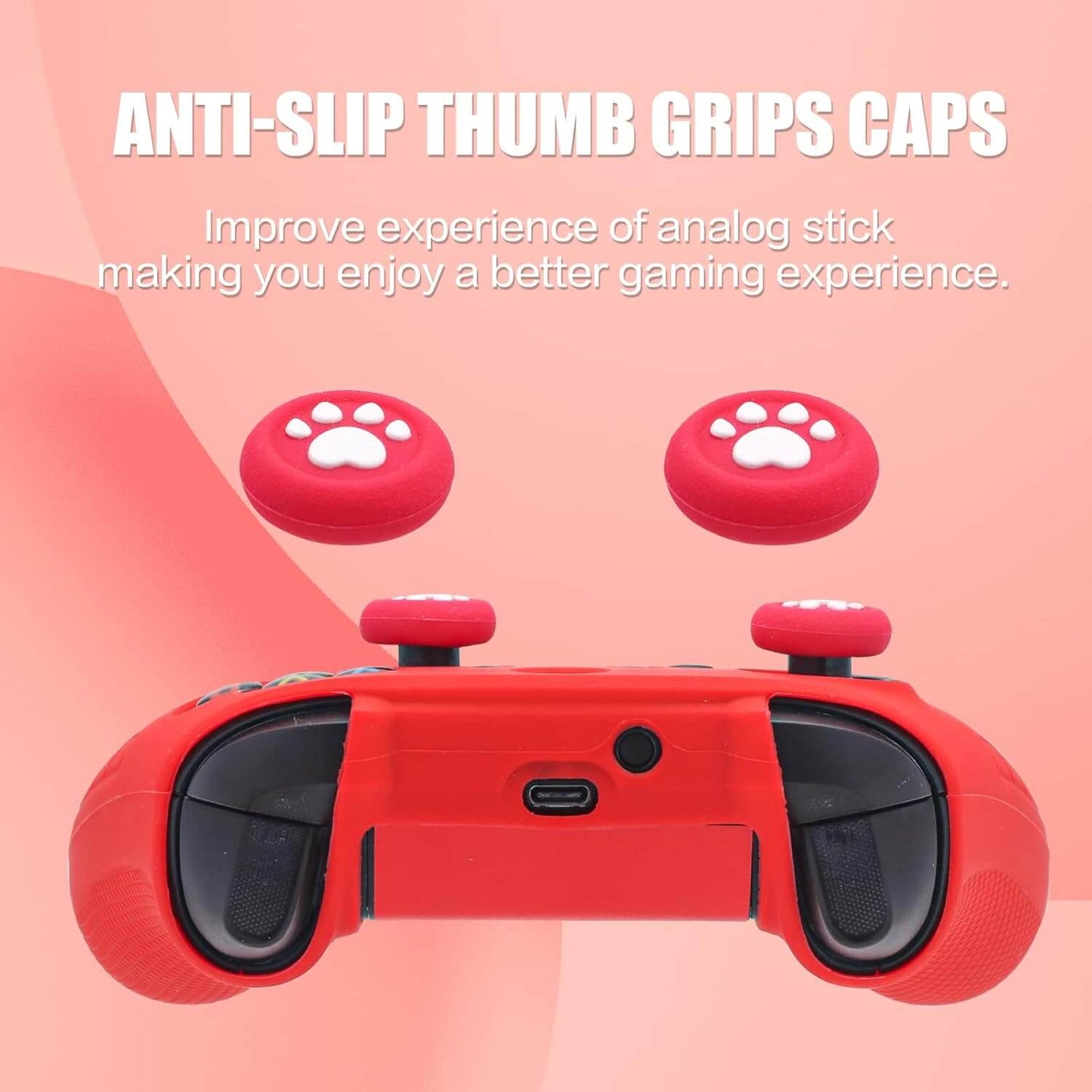 Xbox Controller Skin - Anti-Slip Silicone Skin, Ergonomic Soft Rubber Protective Case for Xbox Series S/X Controller with Thumb Grip Caps - Red