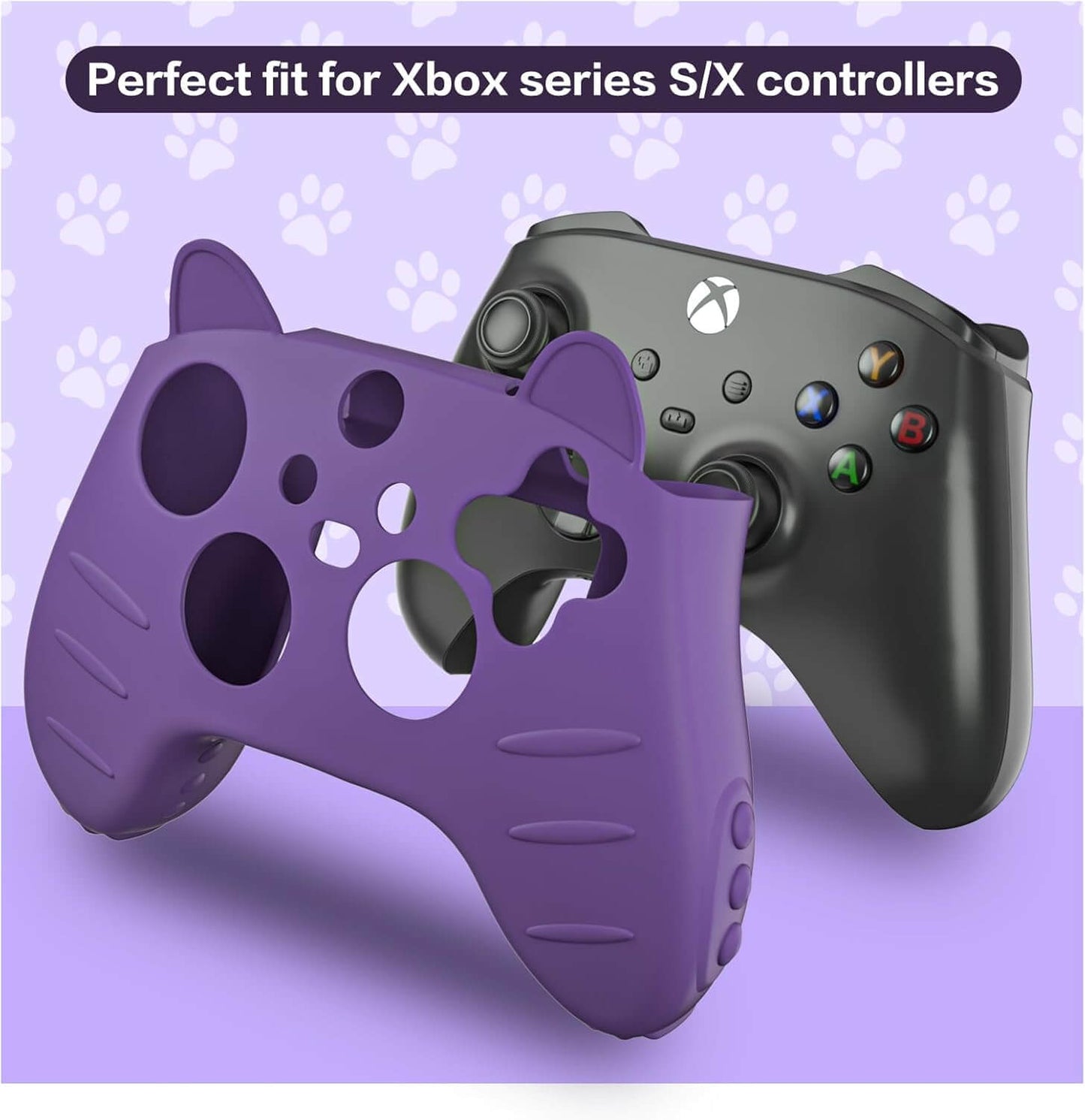 ECHZOVE Xbox Series S Controller Cover Case, Anti-Slip Silicone Skin with Thumb Grip Caps and Joystick Protectors - Purple