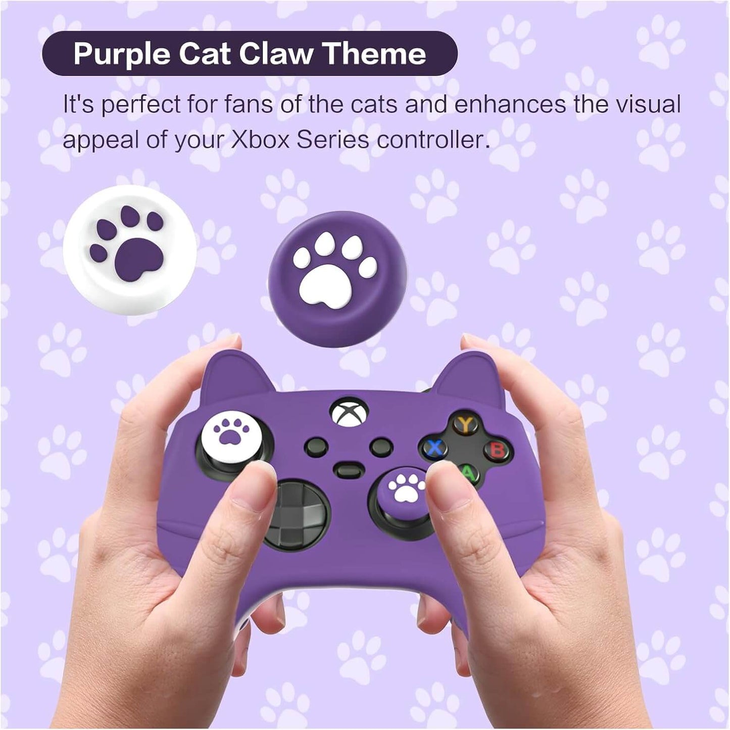 ECHZOVE Xbox Series S Controller Cover Case, Anti-Slip Silicone Skin with Thumb Grip Caps and Joystick Protectors - Purple