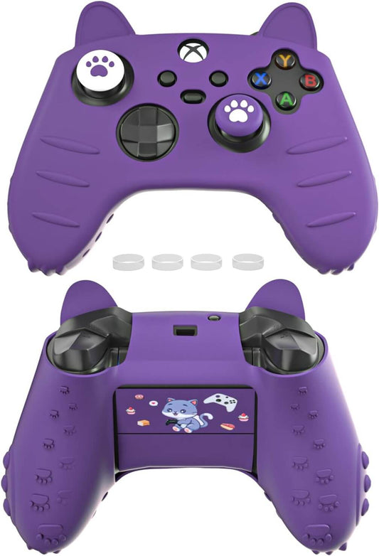 ECHZOVE Xbox Series S Controller Cover Case, Anti-Slip Silicone Skin with Thumb Grip Caps and Joystick Protectors - Purple