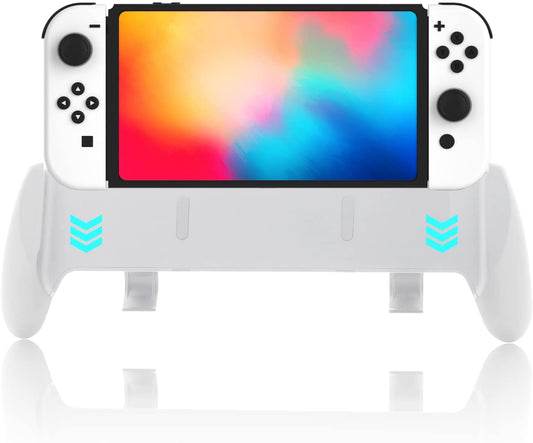 Switch OLED Grip, Comfortable and Ergonomic Gaming Portable Protective Handheld Grip, Joy Con and Switch OLED Control, Accessories for Switch 2021 with Game Slots and Kickstand - White