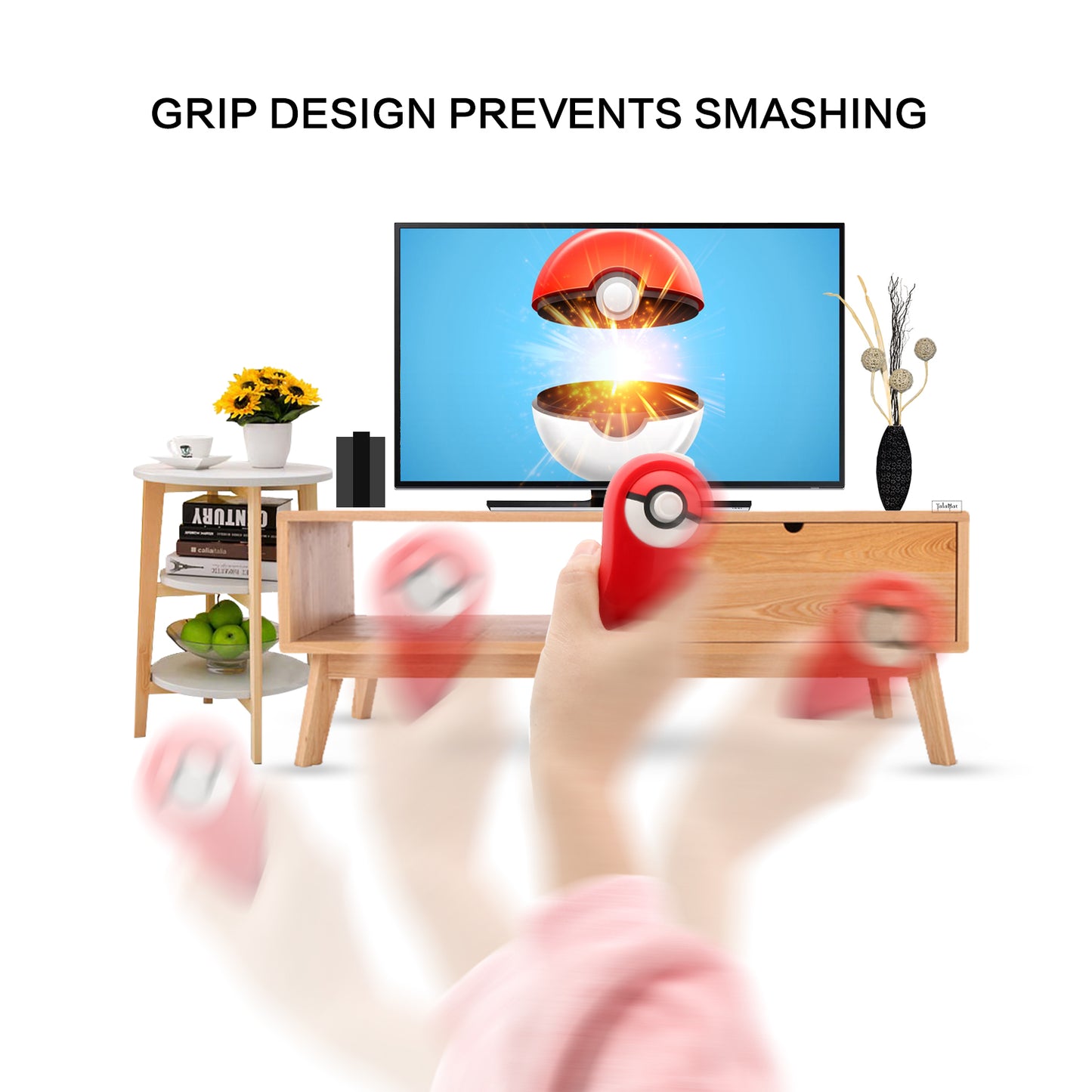 Grip for Poke Ball Plus Controller, Holder for Lets Go Pikachu Lets Go Eevee Pokemon Switch Poke Ball Plus with 2 Thumb Stick Covers - RedWhite - ECHZOVE