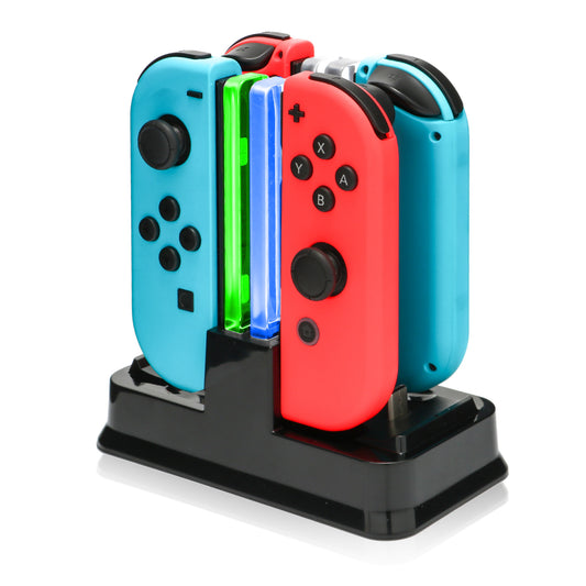 Controller Charger for Nintendo Switch, Charging Dock Stand Station for 4 Switch Joy-con or 2 Pro Controllers with Charging Indicator and a USB Type C Charging Cable - ECHZOVE