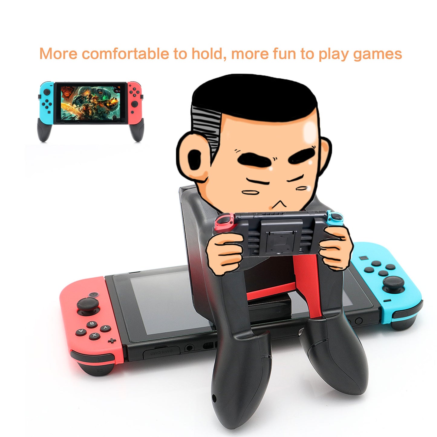 Hand Grip for Nintendo Switch, Comfort Controller Grip for Nintendo Switch with 2 Game Slots - ECHZOVE