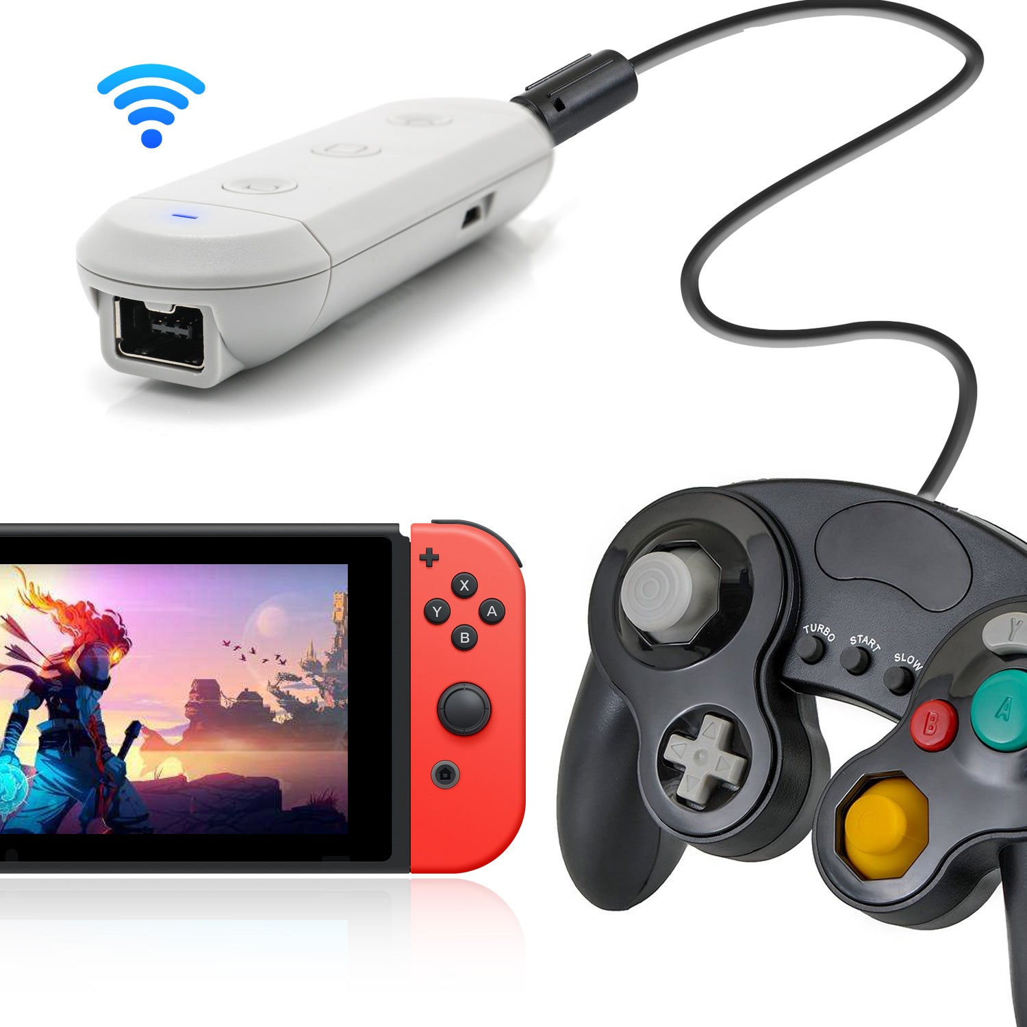 Wireless Adapter for Nintendo Switch, Compatible with Nintendo Switch and PC, Works with Gamecube Controller, Classic Edition Controller, Wii Classic Controllers - ECHZOVE