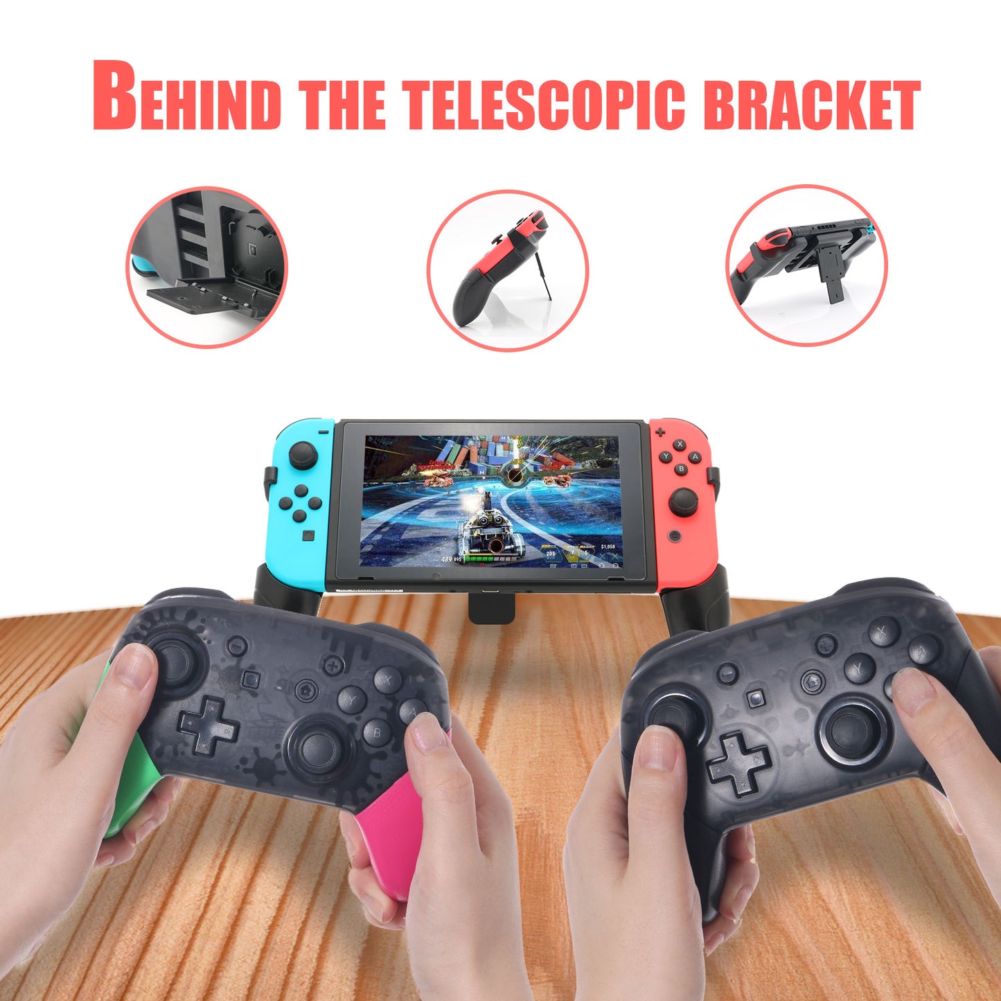 Hand Grip for Nintendo Switch, Comfort Controller Grip for Nintendo Switch with 2 Game Slots - ECHZOVE