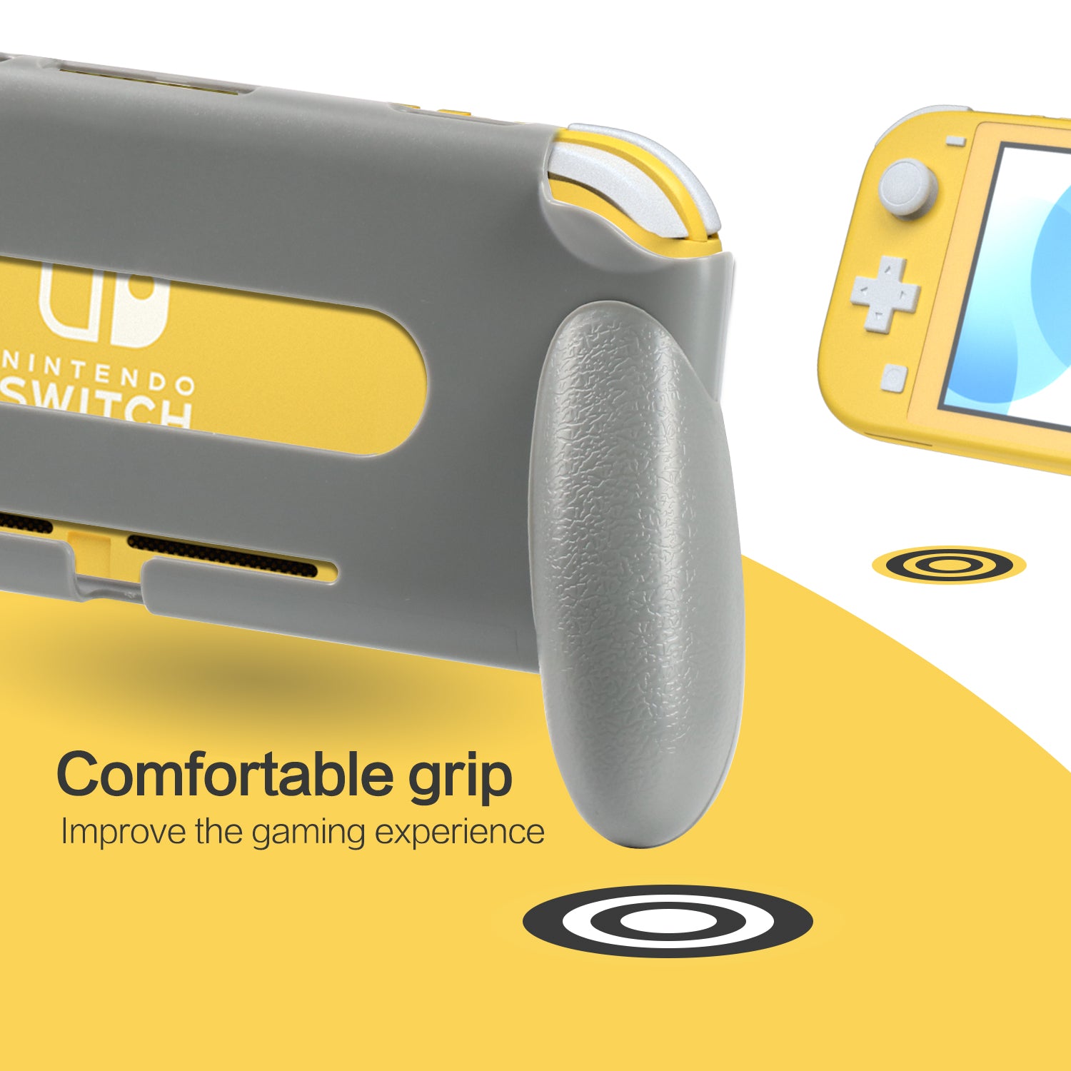 Grip for Nintendo Switch Lite, Comfortable and Ergonomic Switch Lite Grip - Accessories for Nintendo Switch Lite (Gray) - ECHZOVE