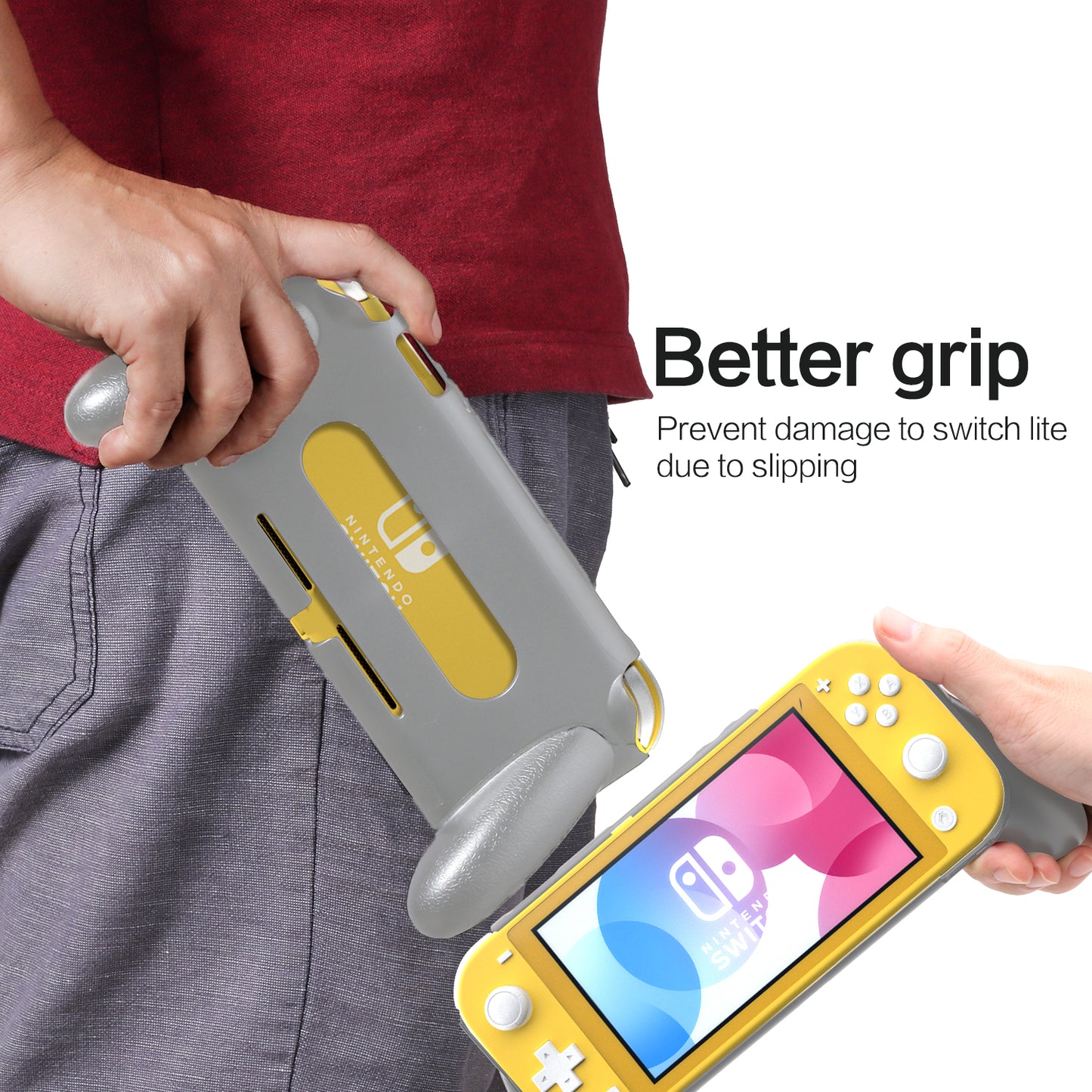 Grip for Nintendo Switch Lite, Comfortable and Ergonomic Switch Lite Grip - Accessories for Nintendo Switch Lite (Gray) - ECHZOVE