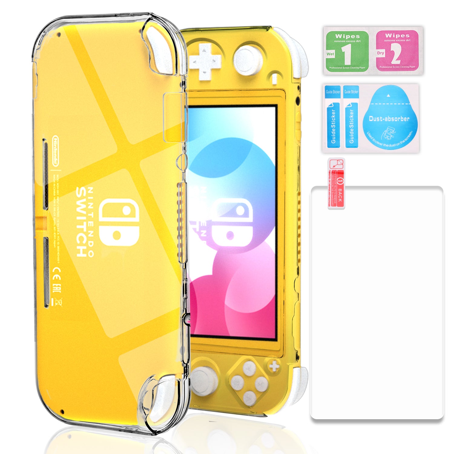 Protective Case for Nintendo Switch Lite, Hard Clear Case for Nintendo Switch Lite with Screen Protector - ECHZOVE