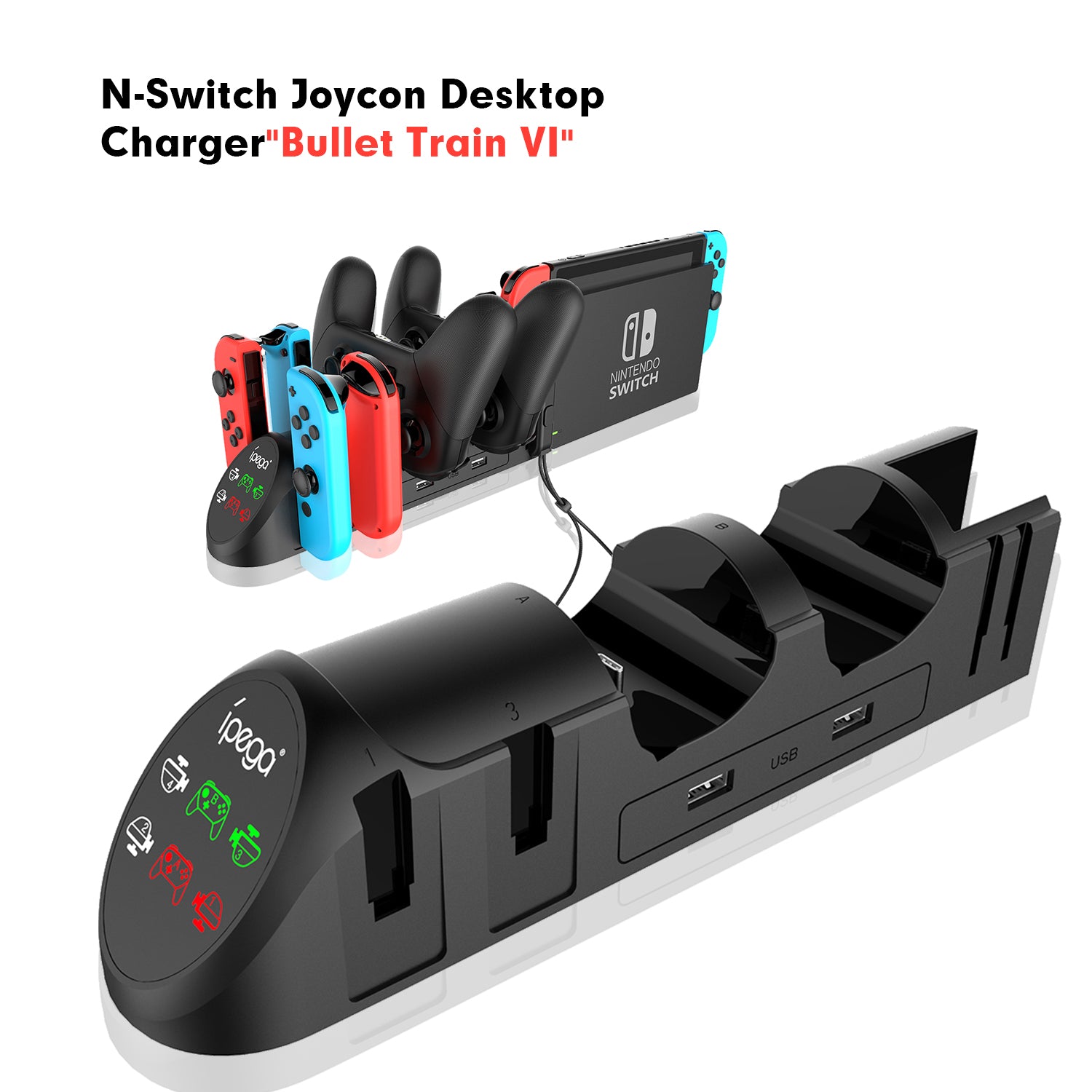 Charging Dock for Nintendo Switch, Charging Station for Nintendo Switch Joy Cons and Nintendo Switch Pro Controllers with LED Indicator - ECHZOVE