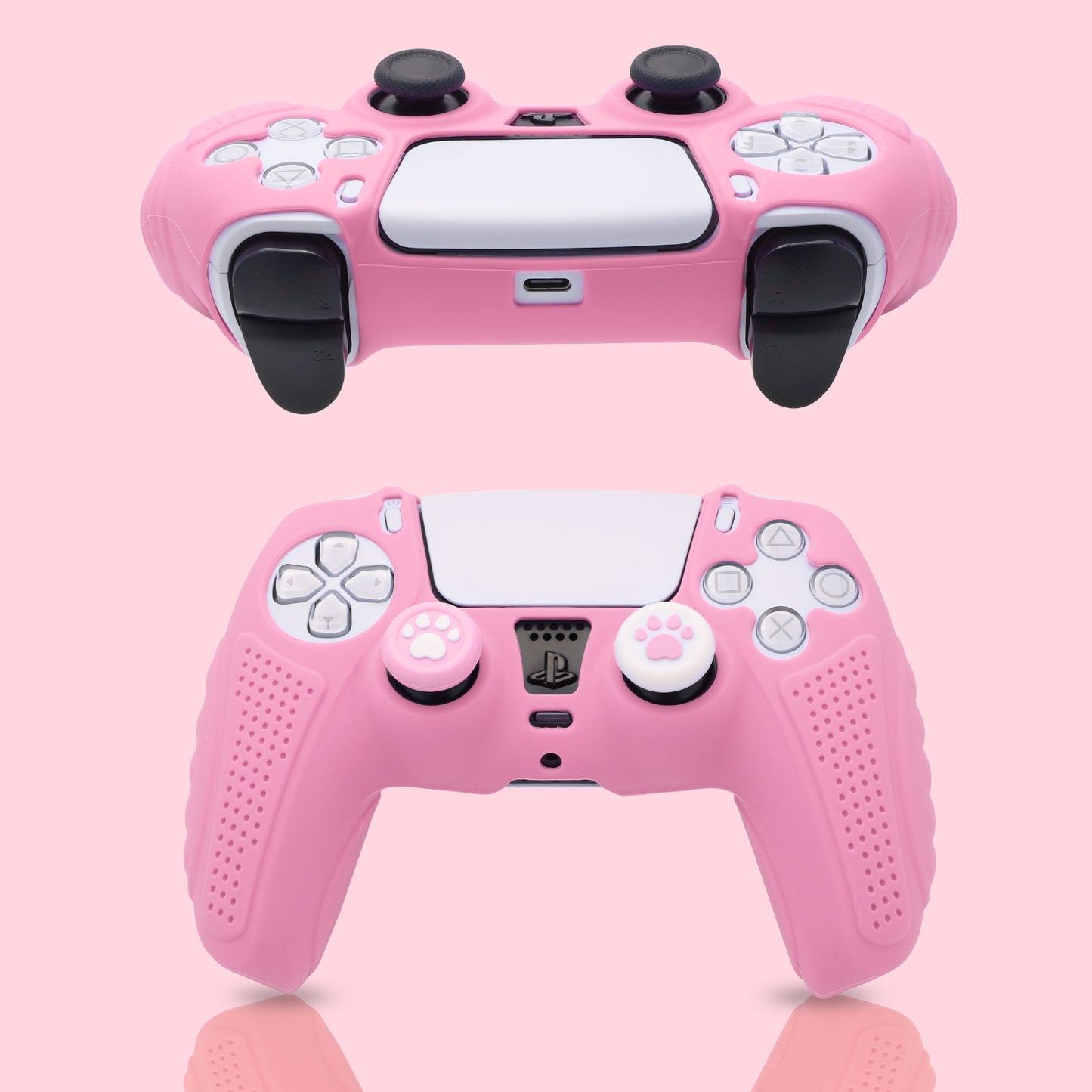 PS5 Silicone Controller Case, Pink PS5 Controller Skin with Thumb