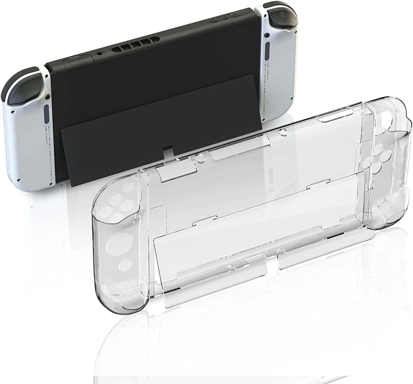 Switch OLED Hard Case, Switch OLED Protective Case Front and Back with Tempered Glass Screen Protector and Thumb Grip Caps