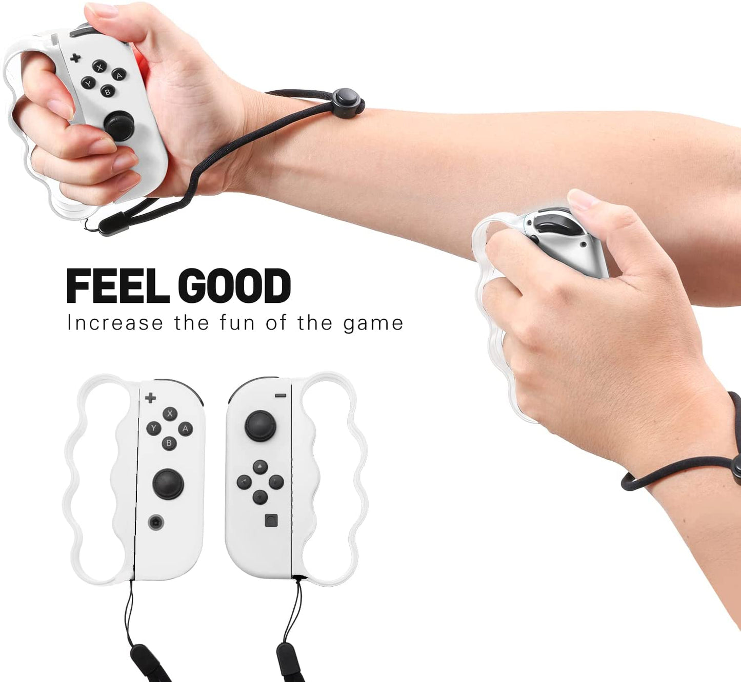 Grips for Fitness Boxing Switch, Controller Accessories for Switch Boxing Game, 2 Packs - White (for Nintendo Switch OLED Joy Con) - ECHZOVE