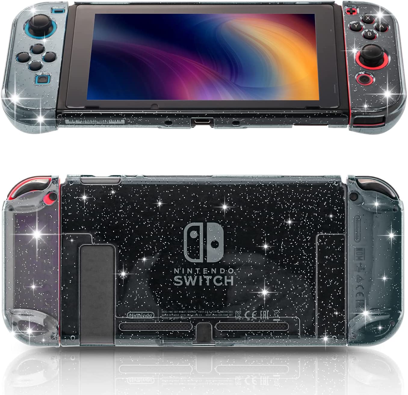 nintendo switch glitter case black