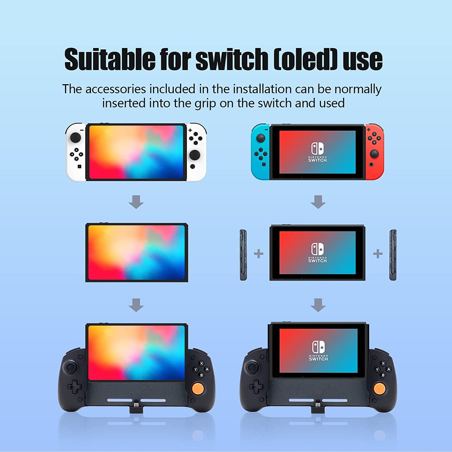 Nintendo Switch OLED Controller Grip, Nintendo Switch OLED Controller, Large Grip Compatible with Nintendo Switch or Nintendo Switch OLED - ECHZOVE