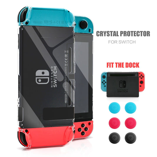 Dockable Case for Nintendo Switch, Protective Case for Nintendo Switch with a Tempered Glass Screen Protector and 6 Joy Stick Covers, Fit into The Dock Station - Clear Nintendo Switch Accessories ECHZOVE Clear 