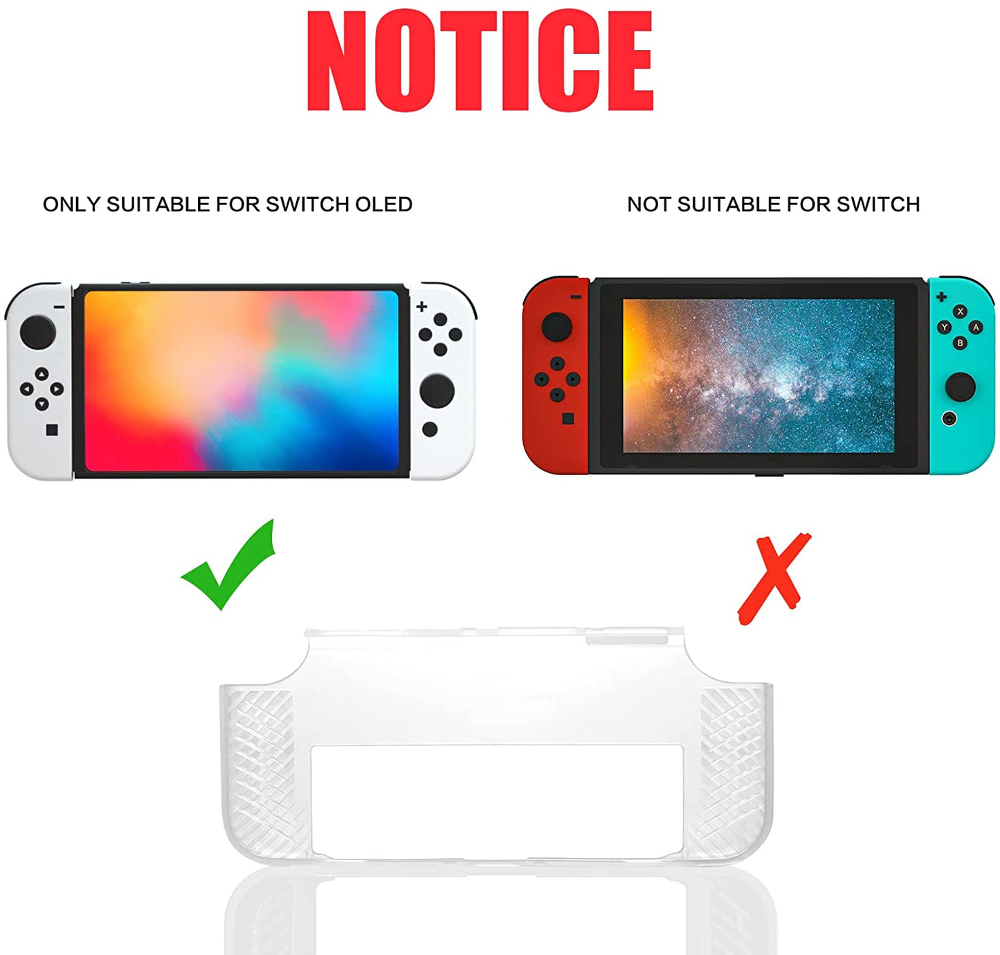 Switch OLED Protective Case, Switch OLED Grip Case TPU Clear