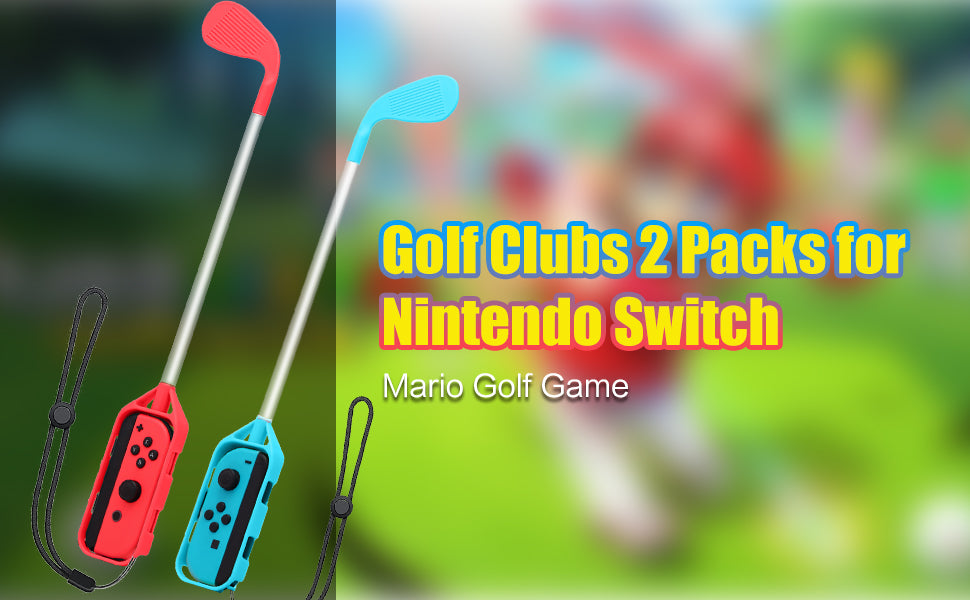 Popvcly Golf Culb for Nintendo Switch Joy-Con Controller, Sports Game  Accessories for Mario Golf-Super Rush - 2 Pack(Blue-Red)