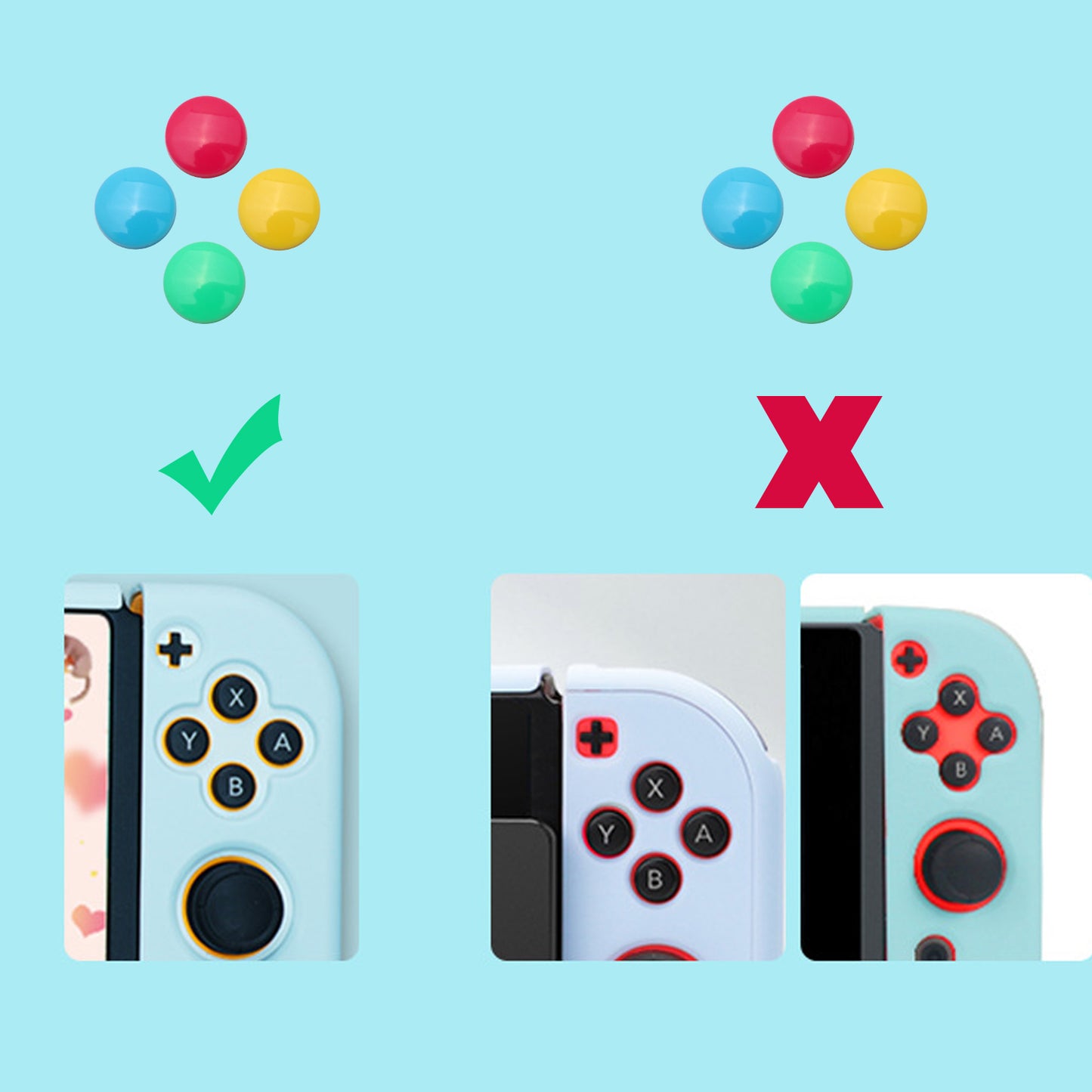 Paw Print Thumb Grip Caps for Nintendo Switch, Button Cap Set for Nintendo Switch Joy-con - Bluegreen - ECHZOVE