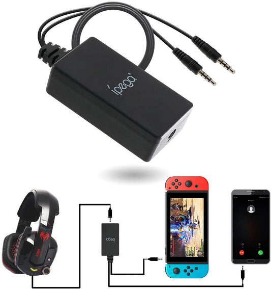 Audio Converter for Nintendo Switch, 2 in 1 Audio Chat Adapter for Nintendo Switch - Support Voice Chat with Your Headphone - ECHZOVE