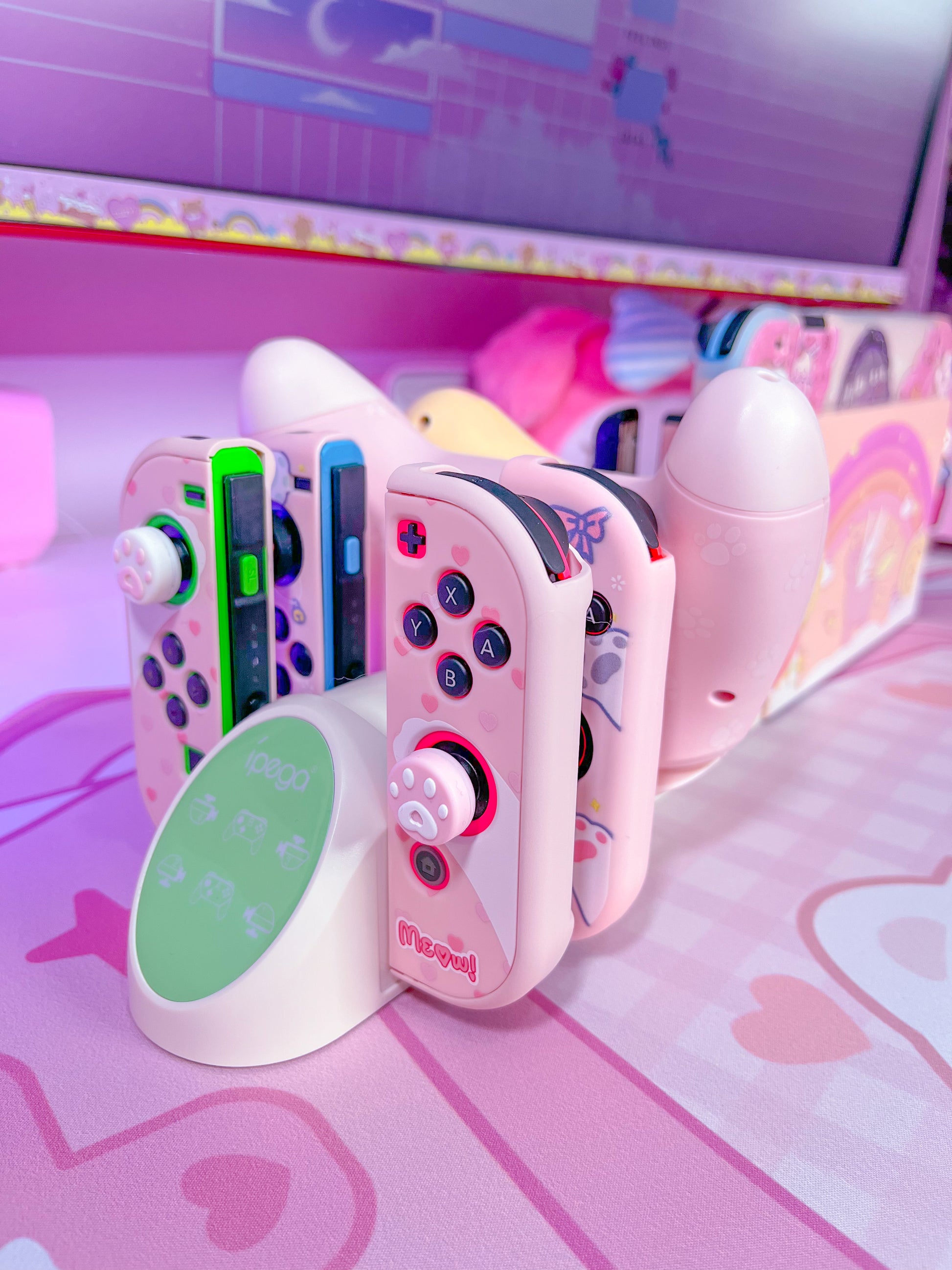 Charging Dock for Nintendo Switch, Charging Station for Nintendo Switch Joy Cons and Nintendo Switch Pro Controllers with LED Indicator - Animal Crossing New Horizons Theme - ECHZOVE