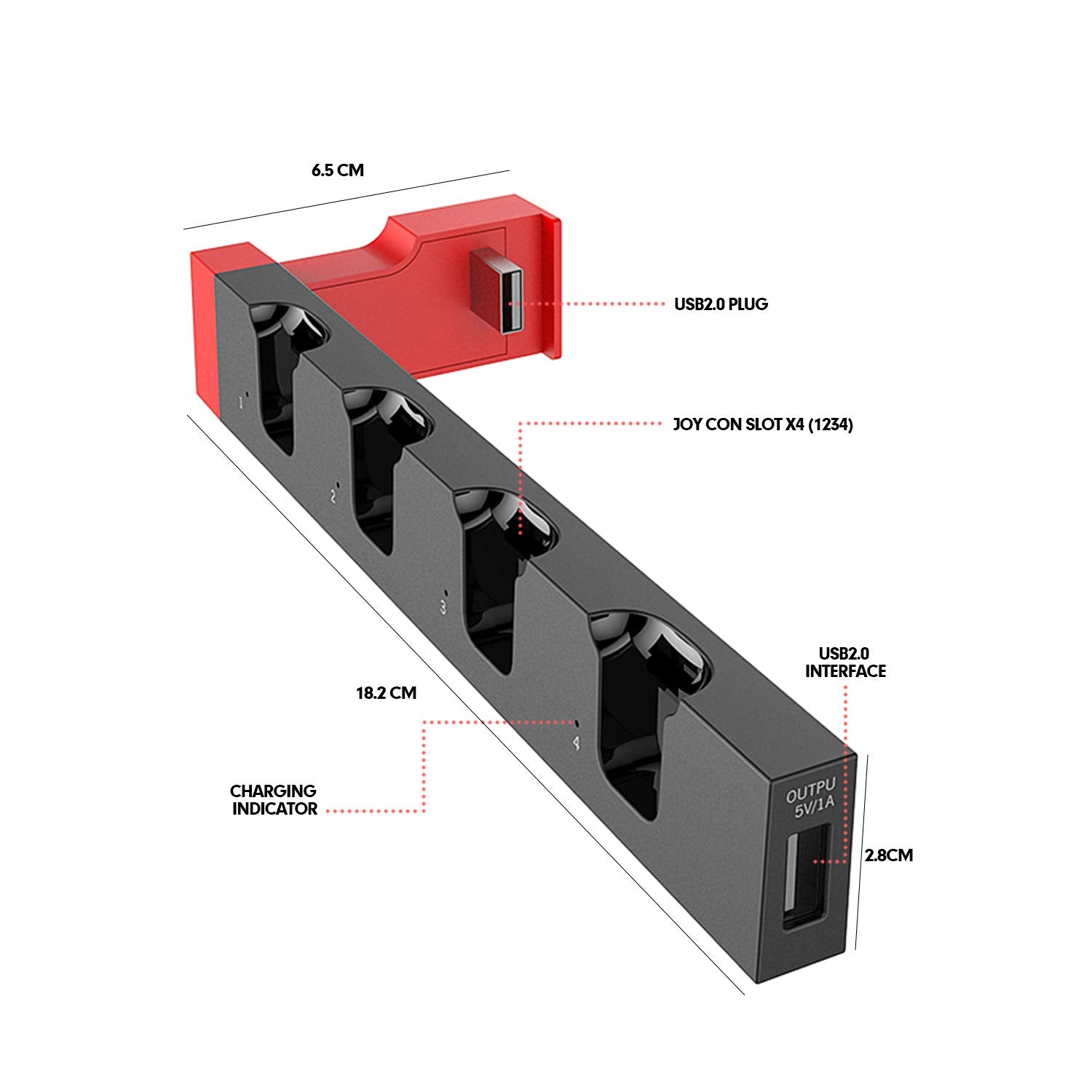 Charger for Switch Joy Cons, Charging Dock for Nintendo Switch Joy Cons - ECHZOVE