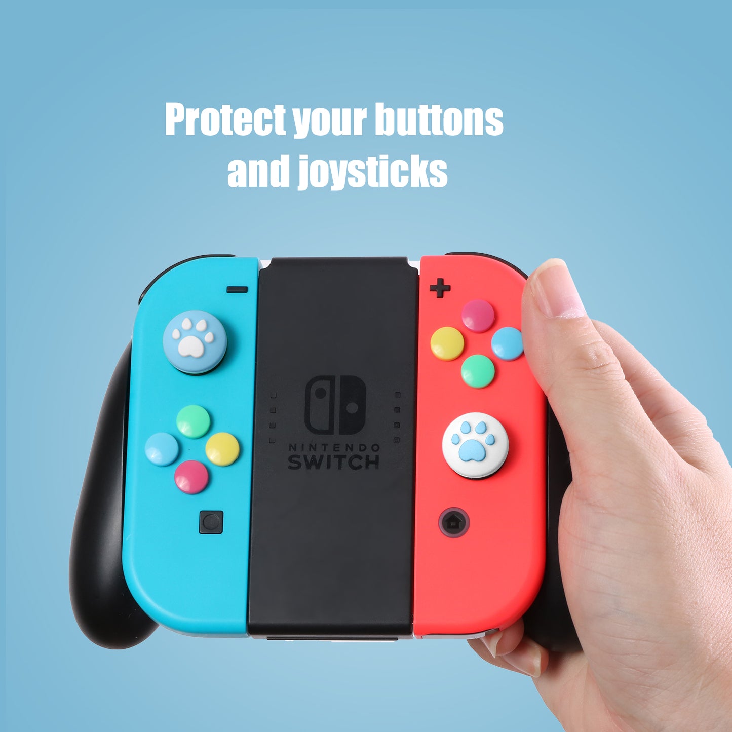 Paw Print Thumb Grip Caps Cover for Nintendo Switch, Button Cap Set for Nintendo Switch Joy-con- BlueWhite - ECHZOVE