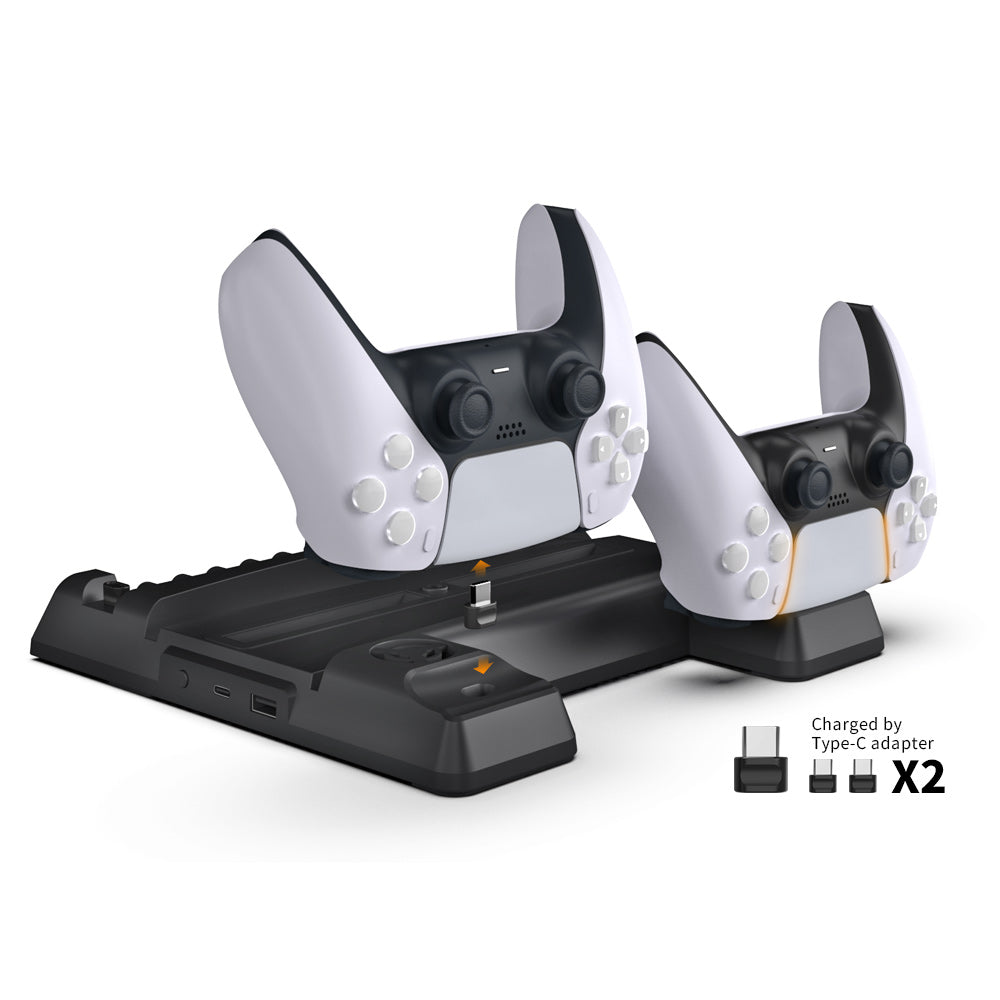 PS5 Stand and Cooling Station with Controller Charging Station for PS5  Slim, PS5 Accessories Incl. 3 Levels Cooling Fan, RGB Light, 15 Game  Storage