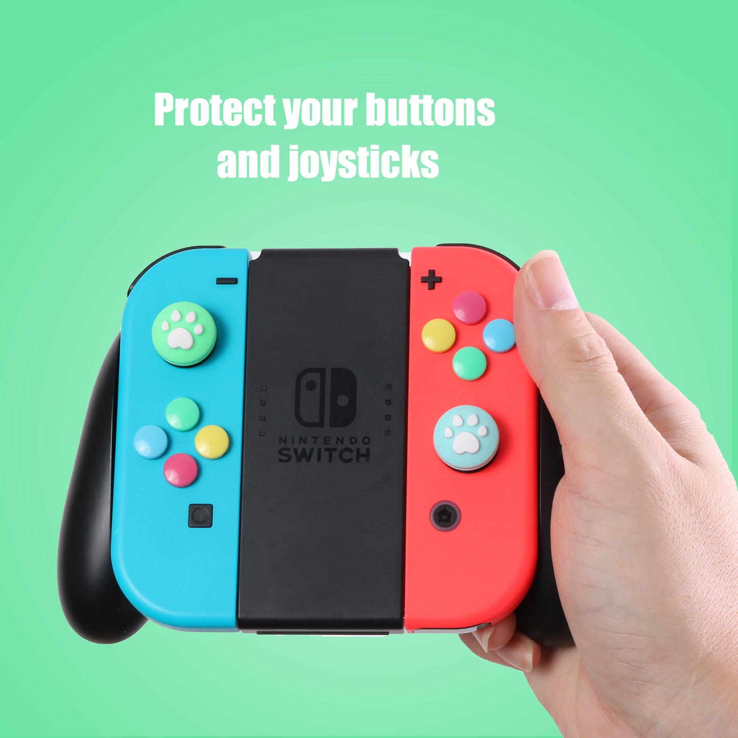 Paw Print Thumb Grip Caps for Nintendo Switch, Button Cap Set for Nintendo Switch Joy-con - Bluegreen - ECHZOVE