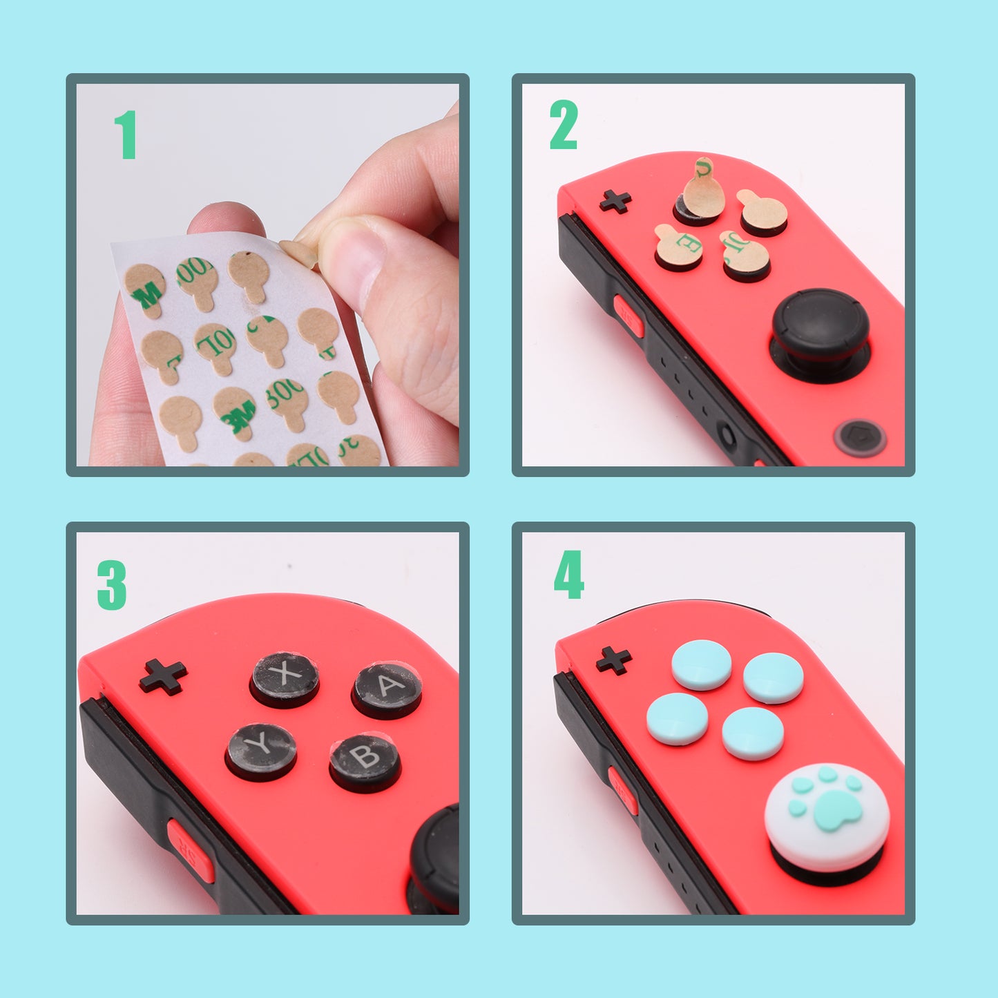 Paw Print Thumb Grip Caps for Nintendo Switch, Button Cap Set for Nintendo Switch Joy-con - Animal Crossing New Horizons Theme - ECHZOVE