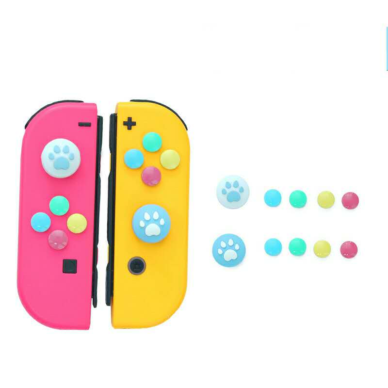 Paw Print Thumb Grip Caps Cover for Nintendo Switch, Button Cap Set for Nintendo Switch Joy-con- BlueWhite - ECHZOVE