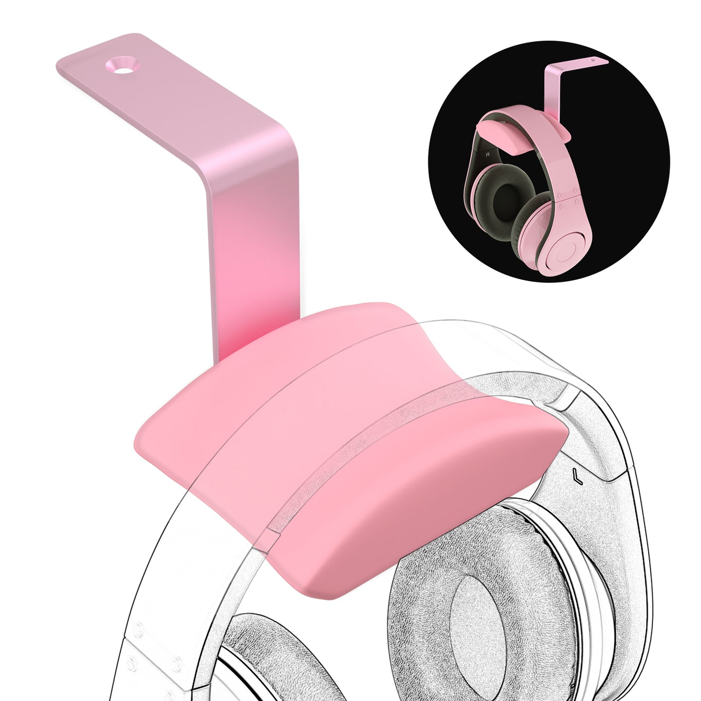 Pink Razer Headset Hanger, Pink Headphone Hook Gaming Headset Holder - ECHZOVE