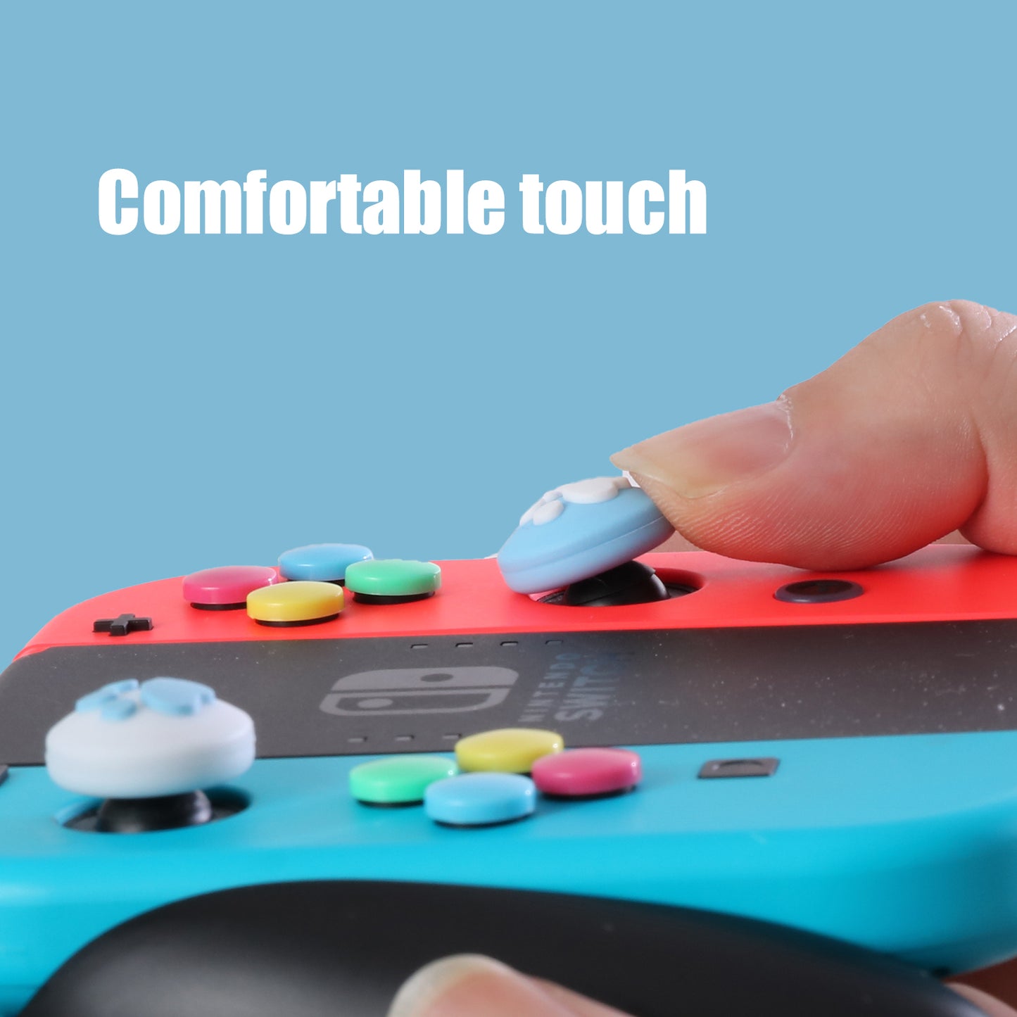 Paw Print Thumb Grip Caps Cover for Nintendo Switch, Button Cap Set for Nintendo Switch Joy-con- BlueWhite - ECHZOVE