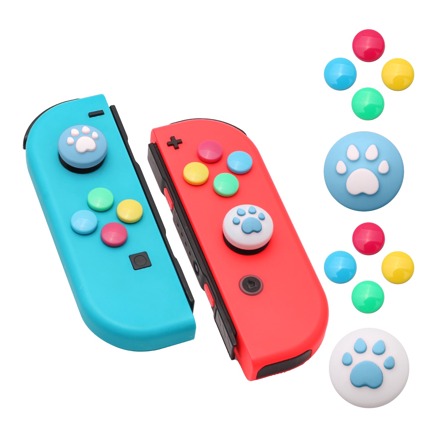 Paw Print Thumb Grip Caps Cover for Nintendo Switch, Button Cap Set for Nintendo Switch Joy-con- BlueWhite - ECHZOVE