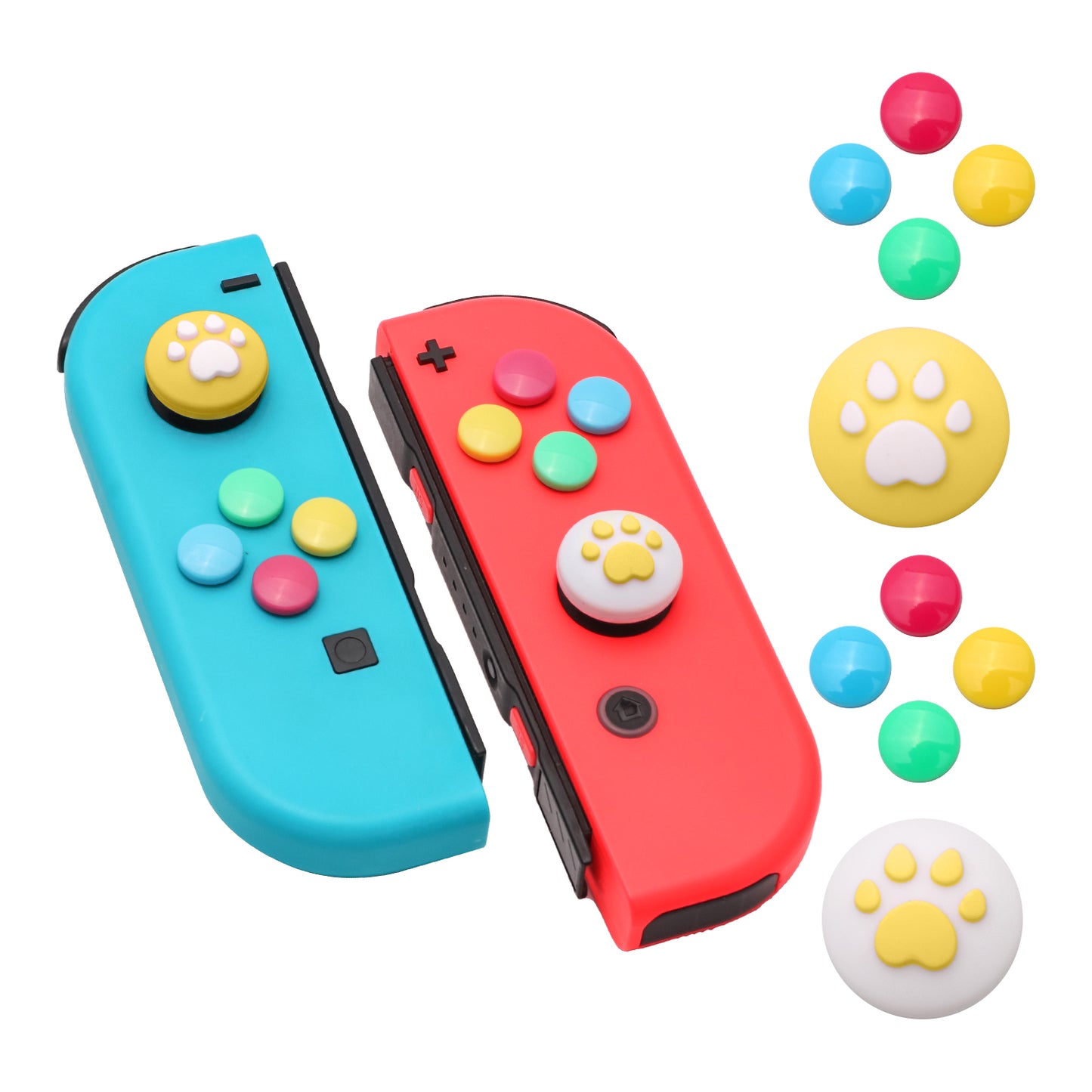 Paw Print Thumb Grip Caps Cover for Nintendo Switch, Button Cap Set for Nintendo Switch Joy-con- BlueWhite - ECHZOVE