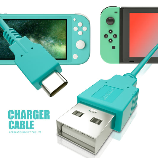 USB C Charger for Nintendo Switch, Fast Charging Cable for Nintendo Switch, MacBook, Pixel C, LG Nexus 5X G5, Nexus 6P/P9 Plus, One Plus 2, Sony XZ and More - Turquoise (4.92ft) (Animal Crossing New Horizons Theme) - ECHZOVE
