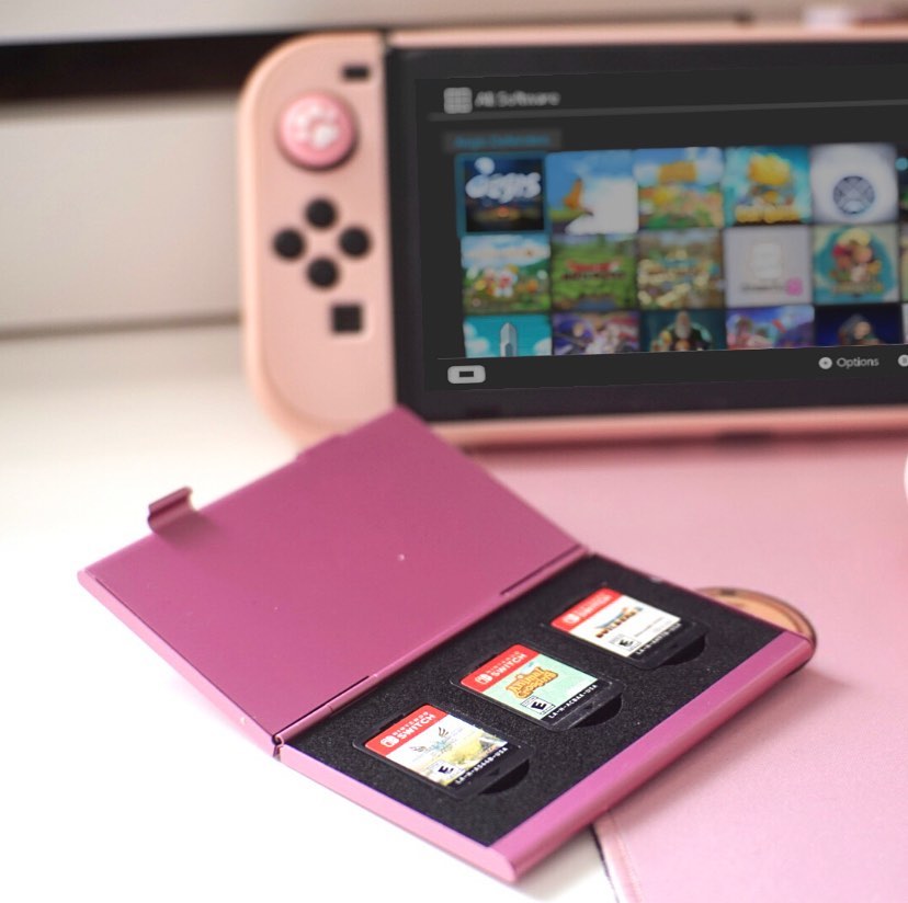 nintendo switch game case pink