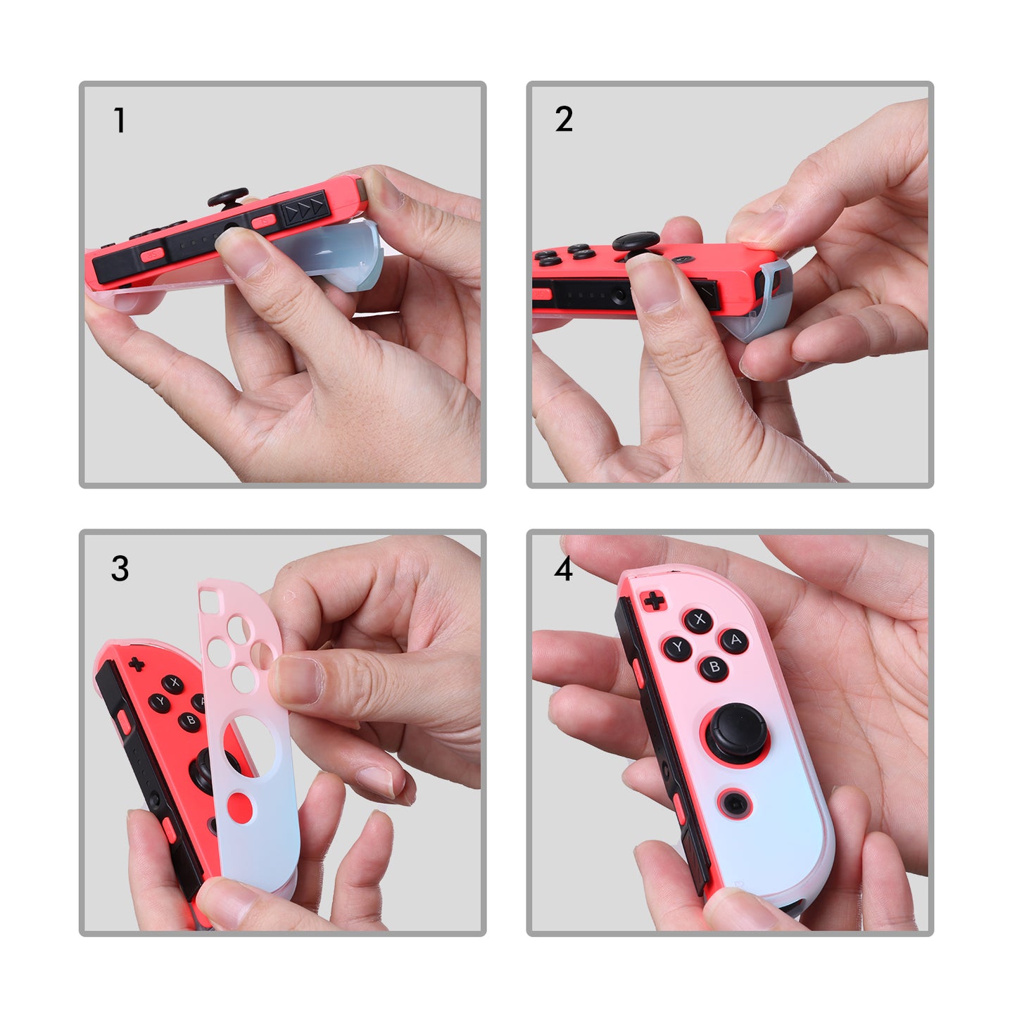 Pink Case for Nintendo Switch, Dockable Case for Nintendo Switch with 2 Cat Claw Thumb Grips - Pink and Blue - ECHZOVE