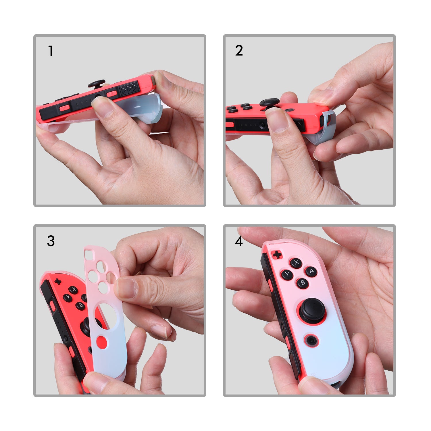 Pink Case for Nintendo Switch, Dockable Case for Nintendo Switch with 2 Cat Claw Thumb Grips - Pink and Blue - ECHZOVE