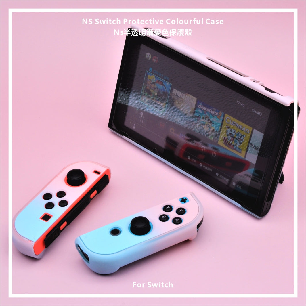 Pink Case for Nintendo Switch, Dockable Case for Nintendo Switch with 2 Cat Claw Thumb Grips - Pink and Blue - ECHZOVE