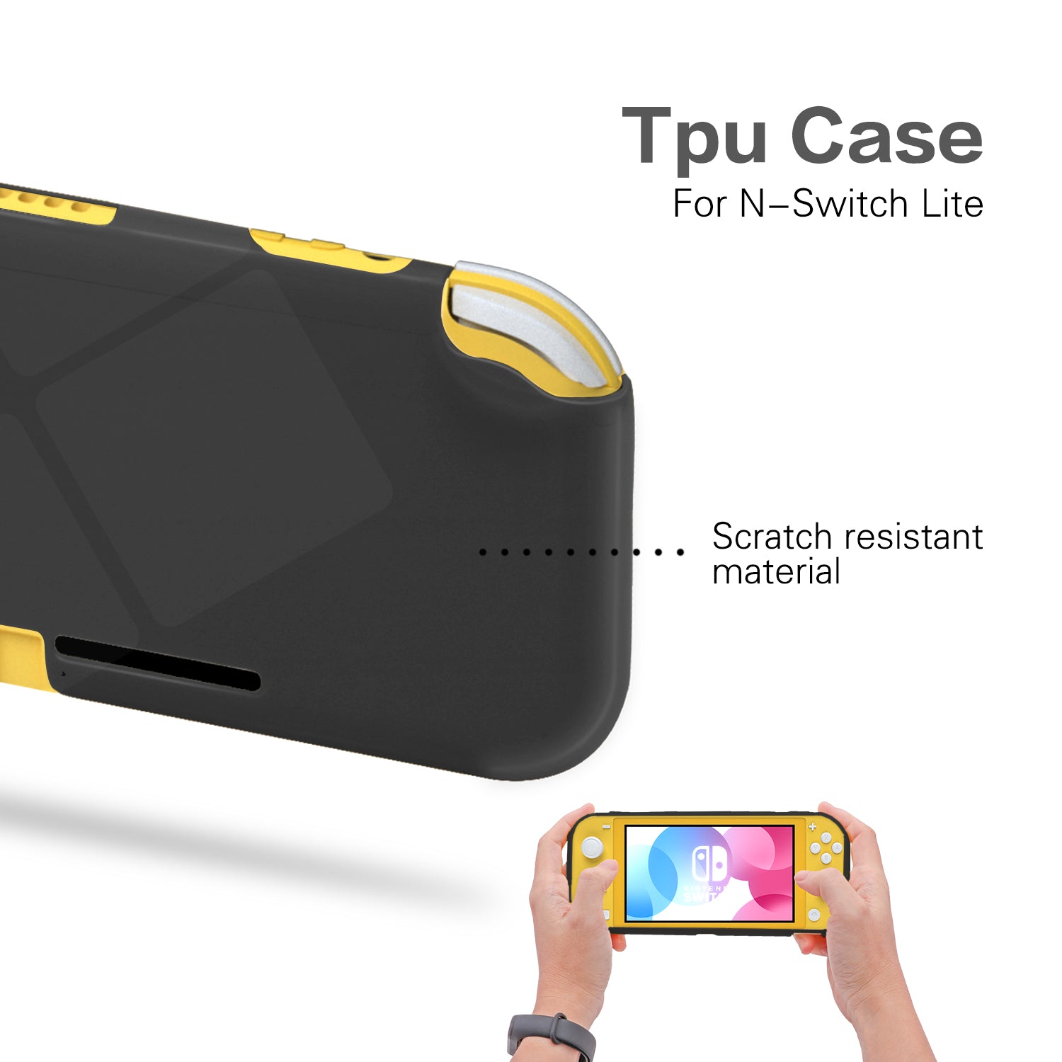 TPU Case for Nintendo Switch Lite, Clear Protective Case for Nintendo Switch Lite with Tempered Glass Screen Protector - Gray - ECHZOVE