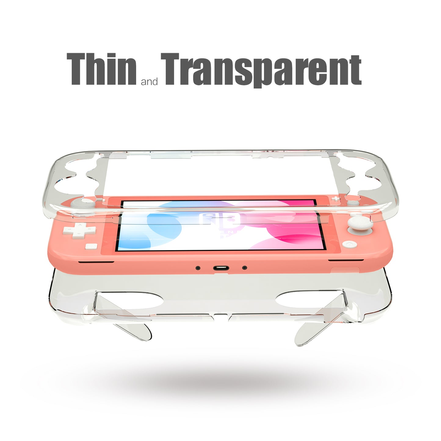 Protective Case for Nintendo Switch Lite, Hard Clear Case for Nintendo Switch Lite with Stand - ECHZOVE