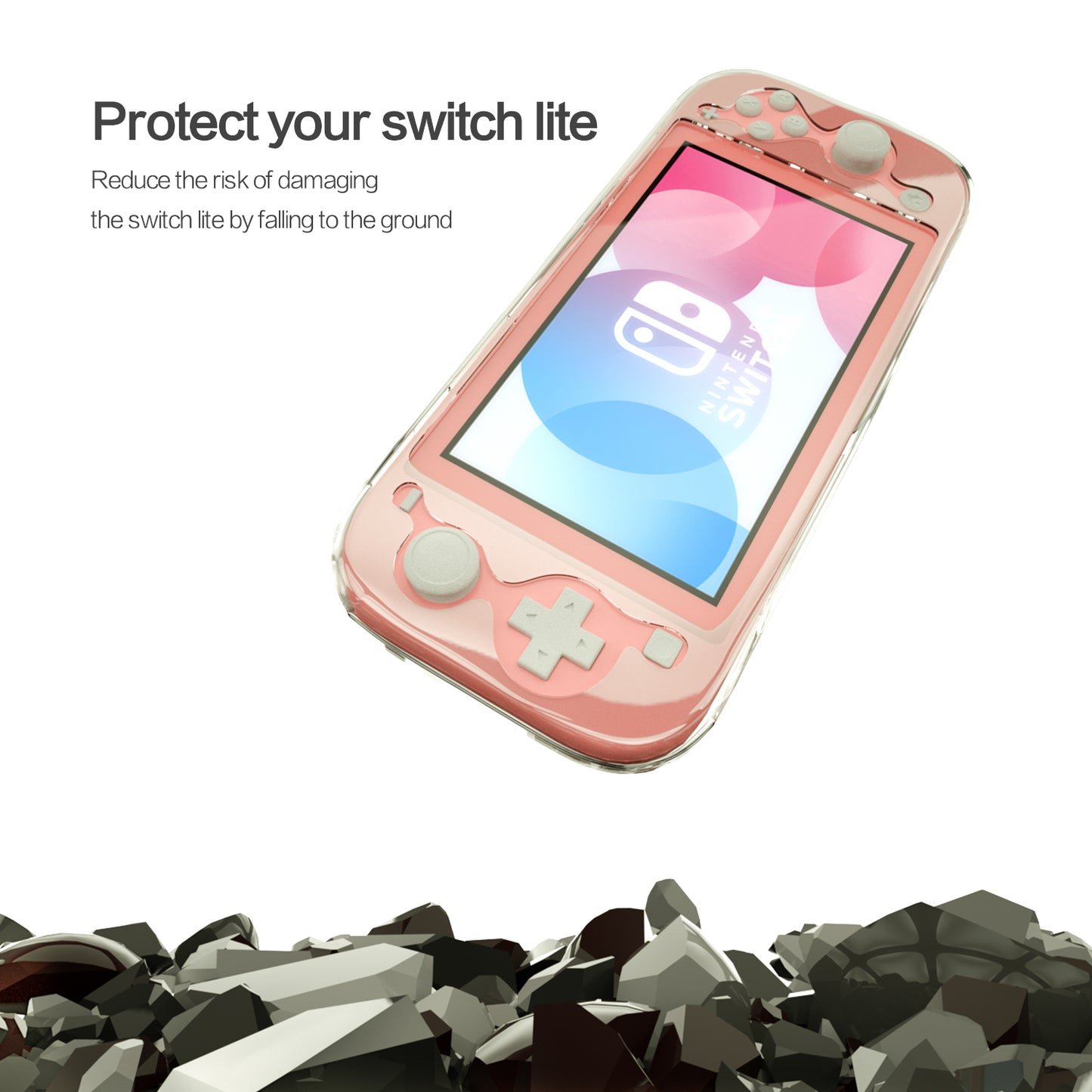 Protective Case for Nintendo Switch Lite, Hard Clear Case for Nintendo Switch Lite with Stand - ECHZOVE