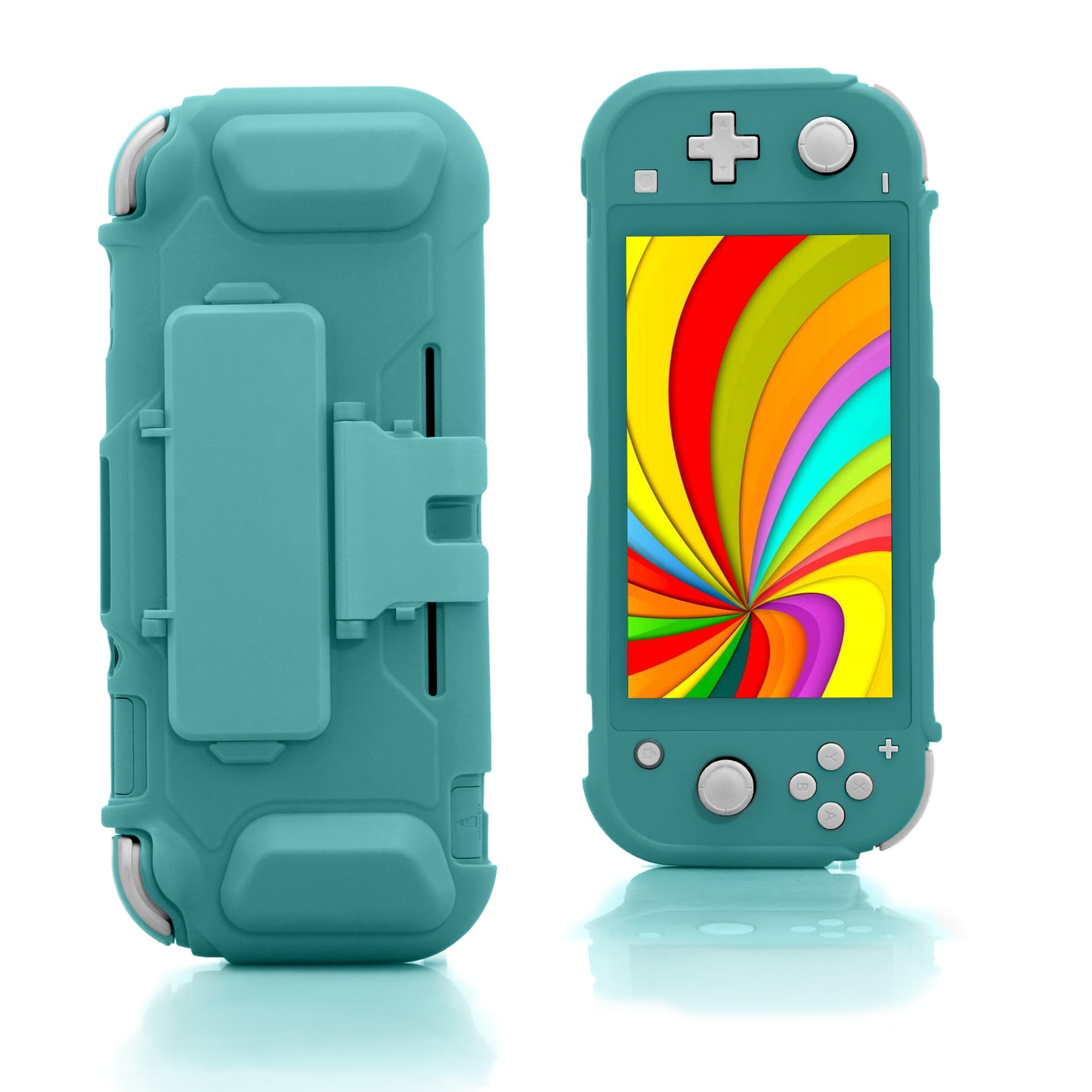 TPU Protective Case for Nintendo Switch lite, Cover Case for Nintendo Switch lite with Kickstand and 4 Game Card Slots - Turquoise - ECHZOVE