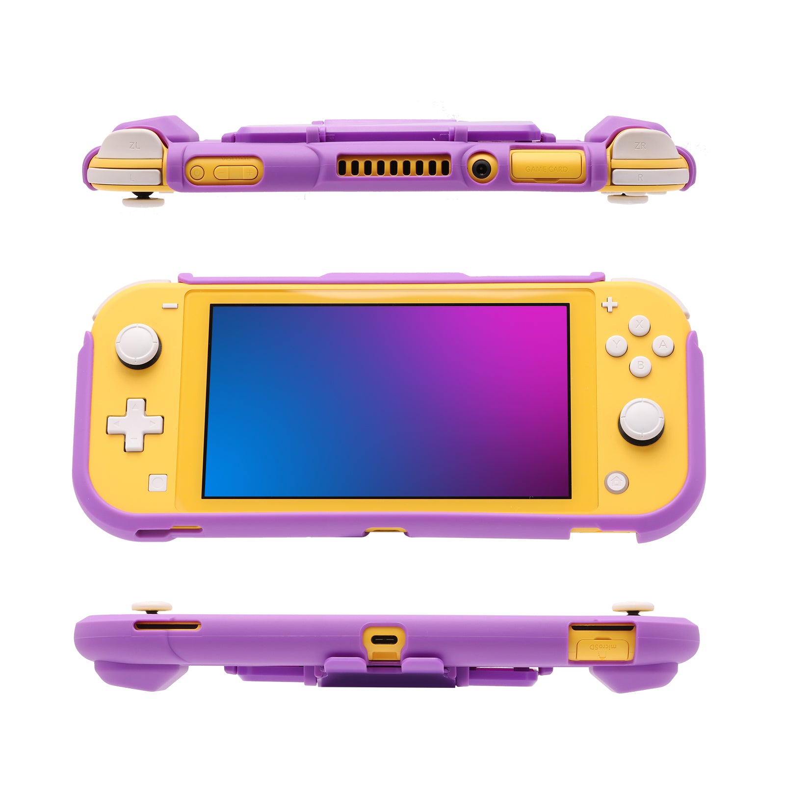 Purple Case for Nintendo Switch lite, Protective Case for Nintendo Switch lite with Game Card Storage and Kickstand - Purple - ECHZOVE