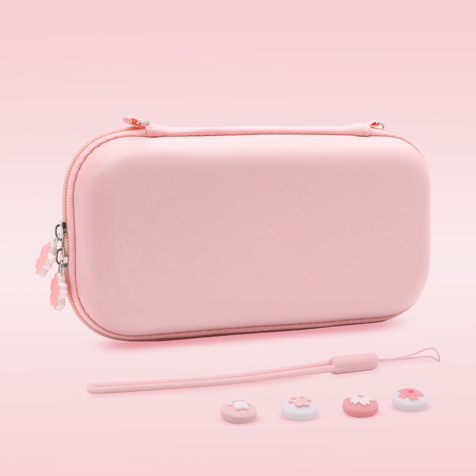 Switch lite Pink Accessories, Sakura Pink Carry Case with Clear