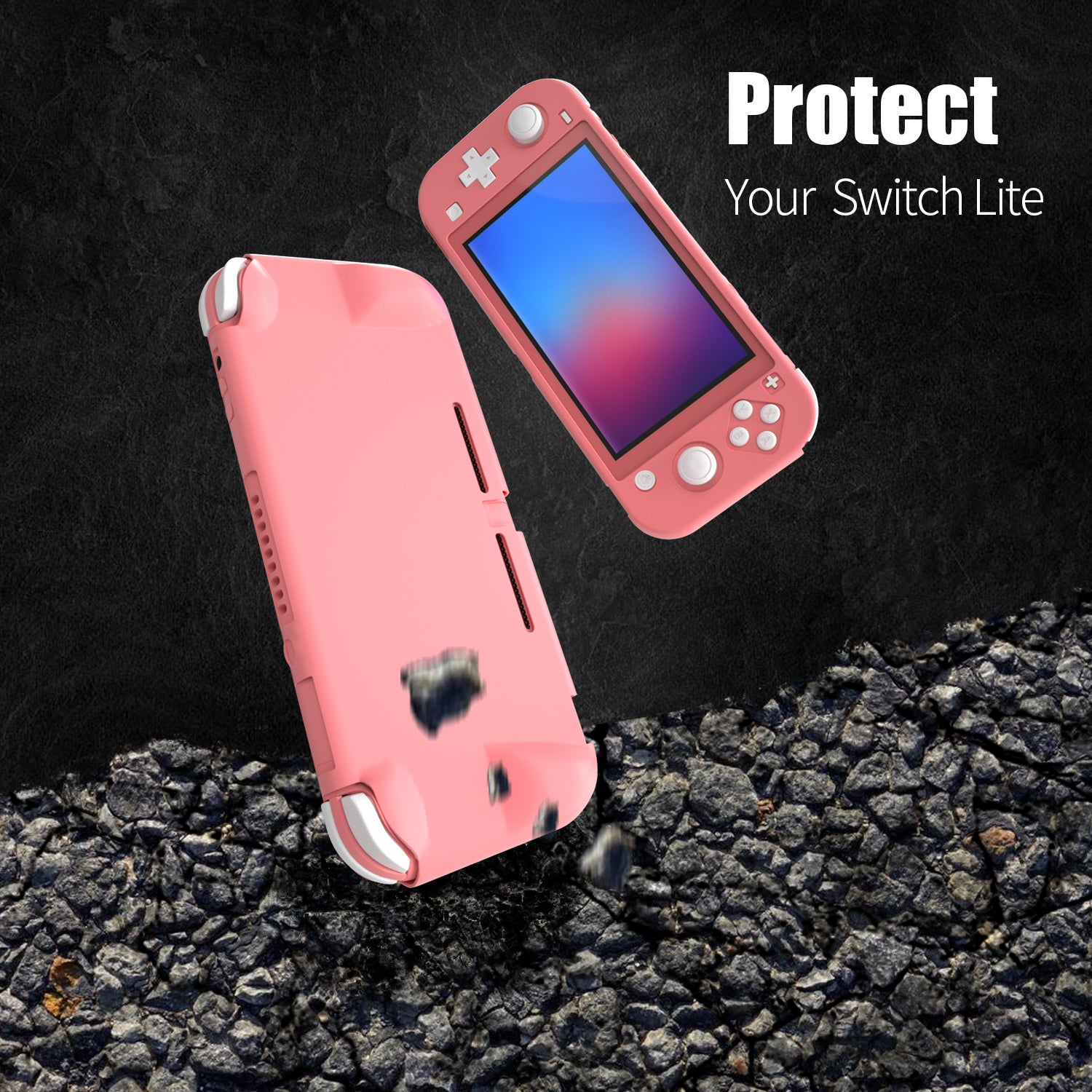 Hard Case for Nintendo Switch lite, Grip Case for Nintendo Switch lite - Pink - ECHZOVE