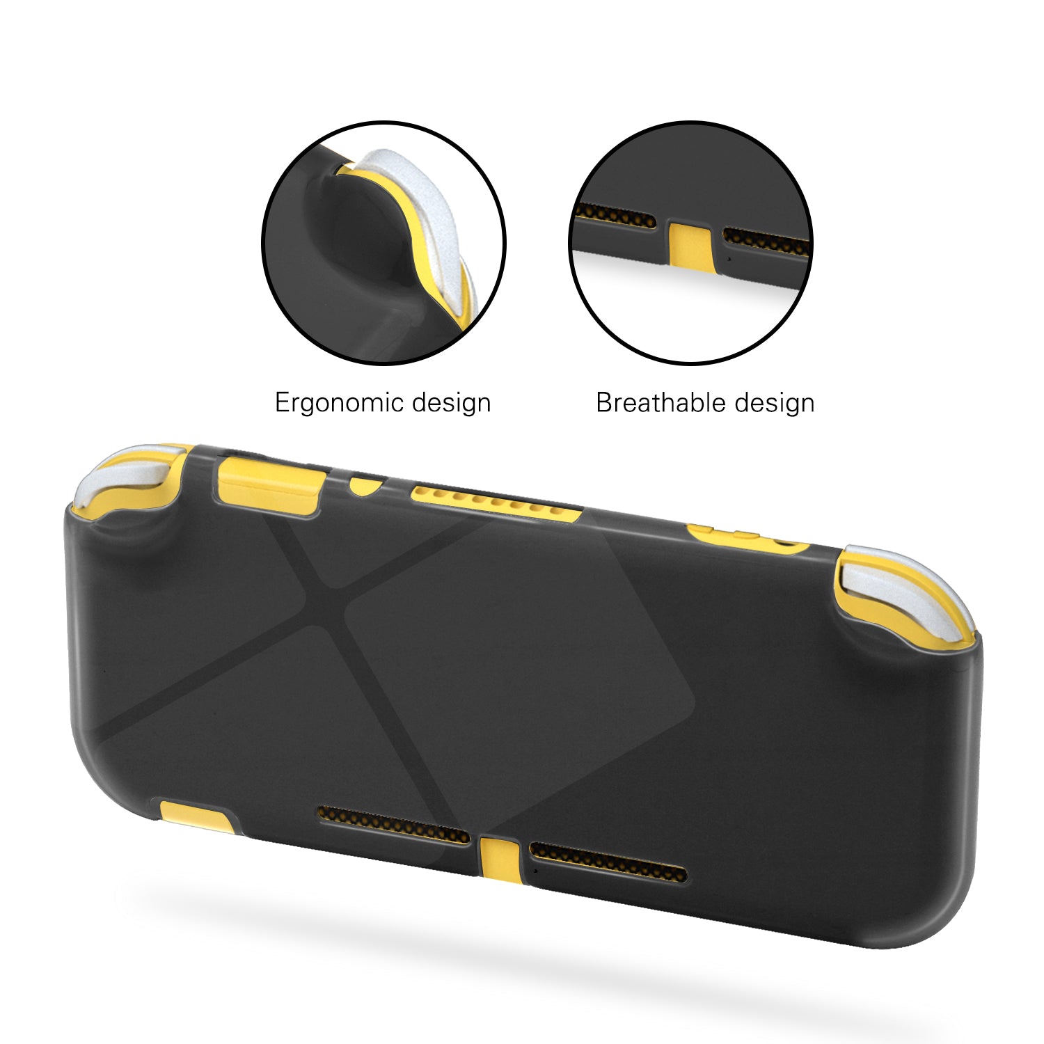 TPU Case for Nintendo Switch Lite, Clear Protective Case for Nintendo Switch Lite with Tempered Glass Screen Protector - Gray - ECHZOVE